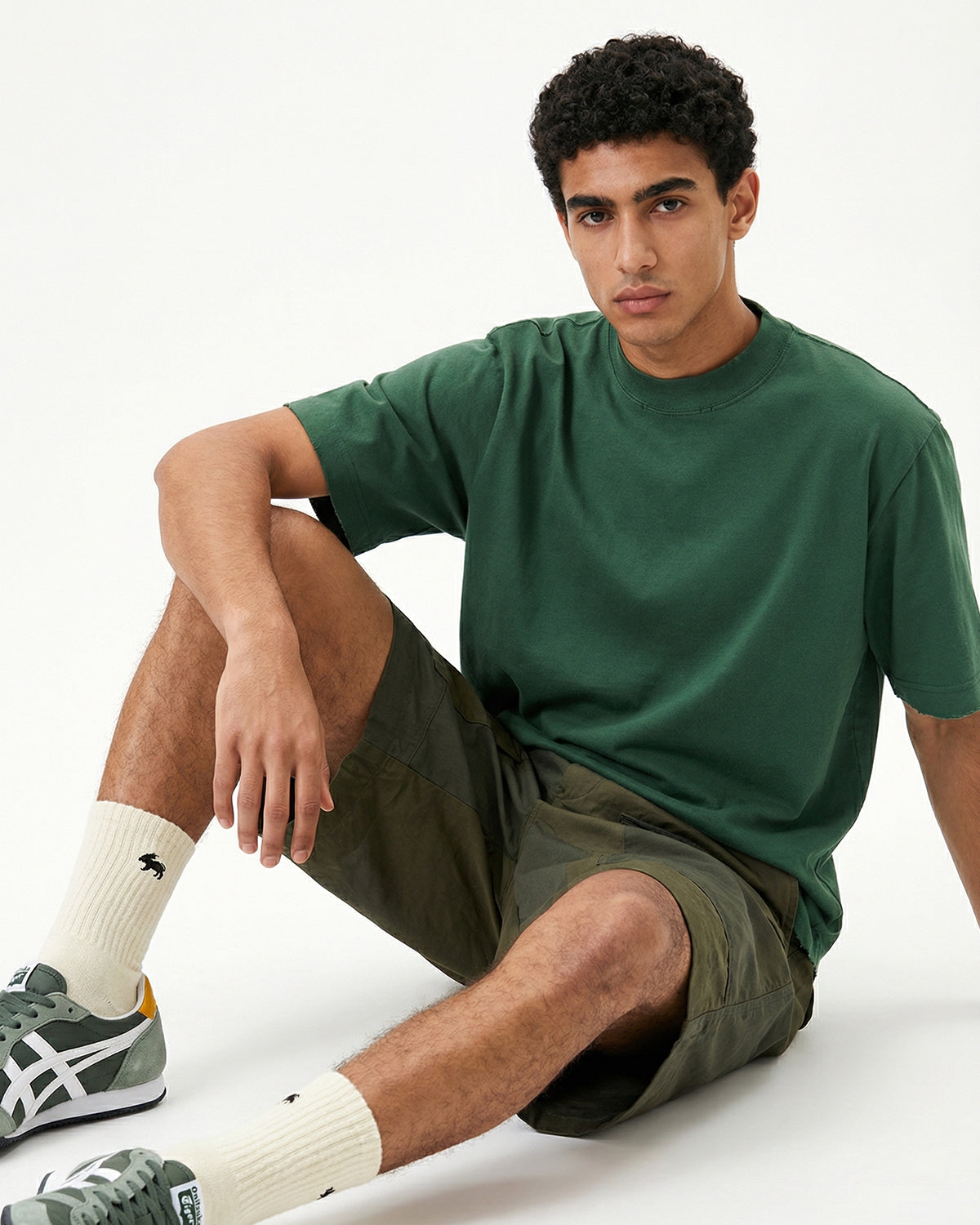 Distressed Washed Mock Neck T Shirt