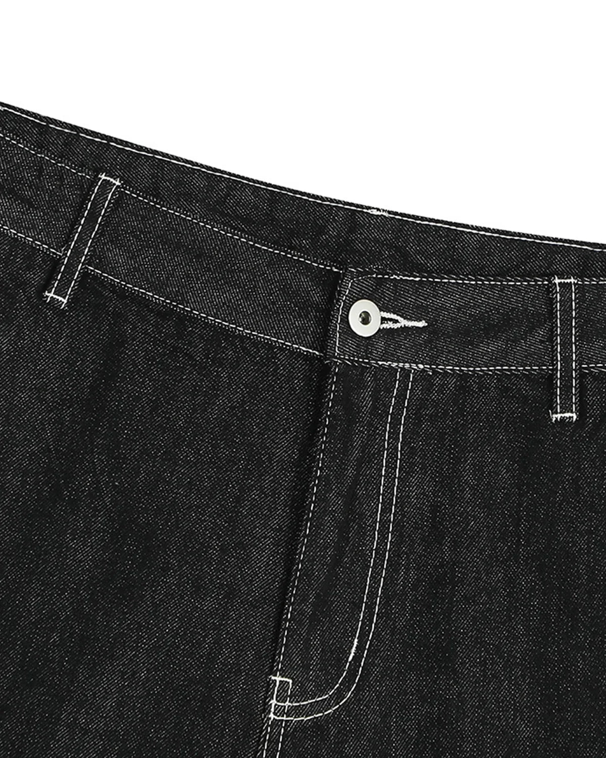 Short en jean cargo brut avec surpiqûres contrastantes