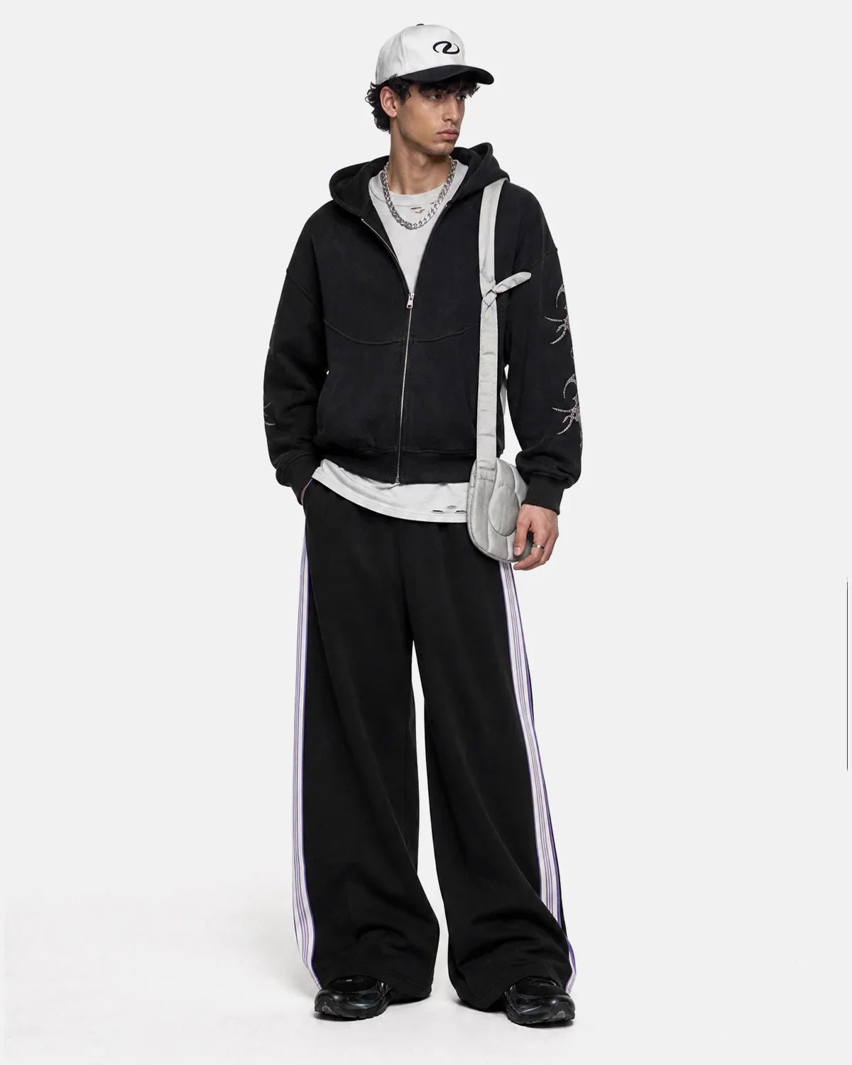 Side Stripe Wide Leg Track Pants
