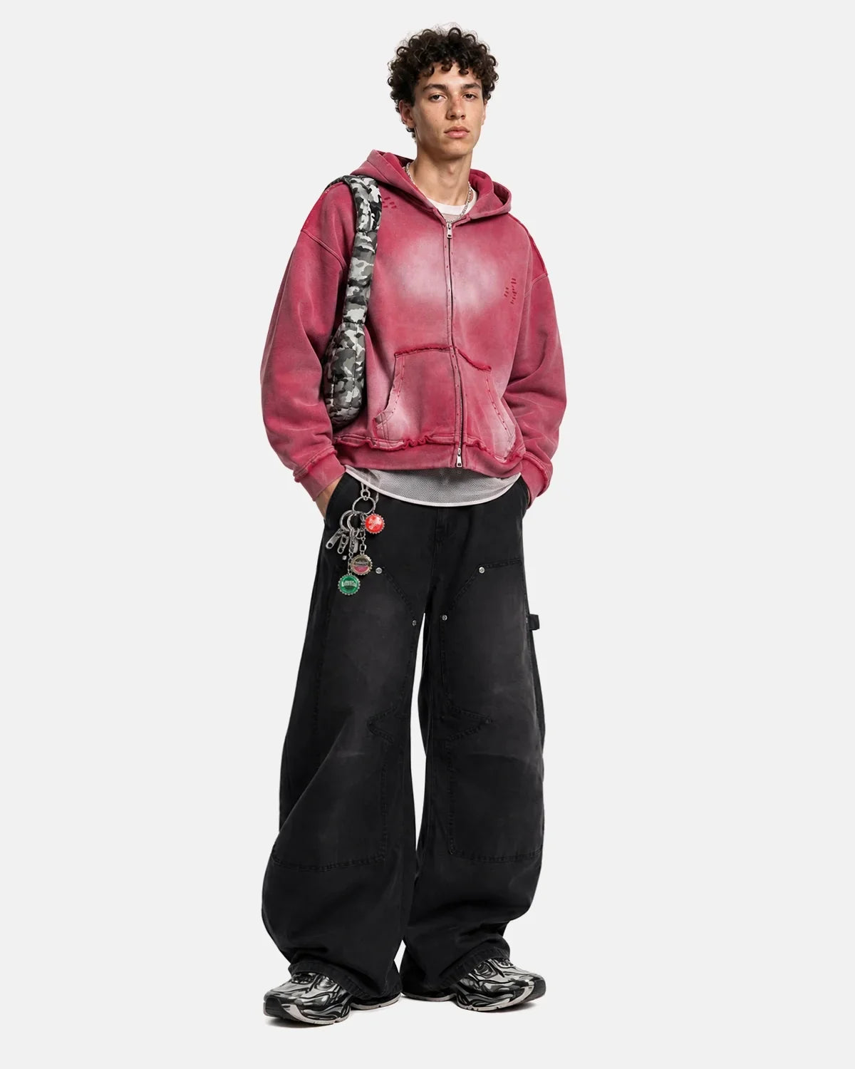 Monkey Wash Ripped Zip Up Hoodies