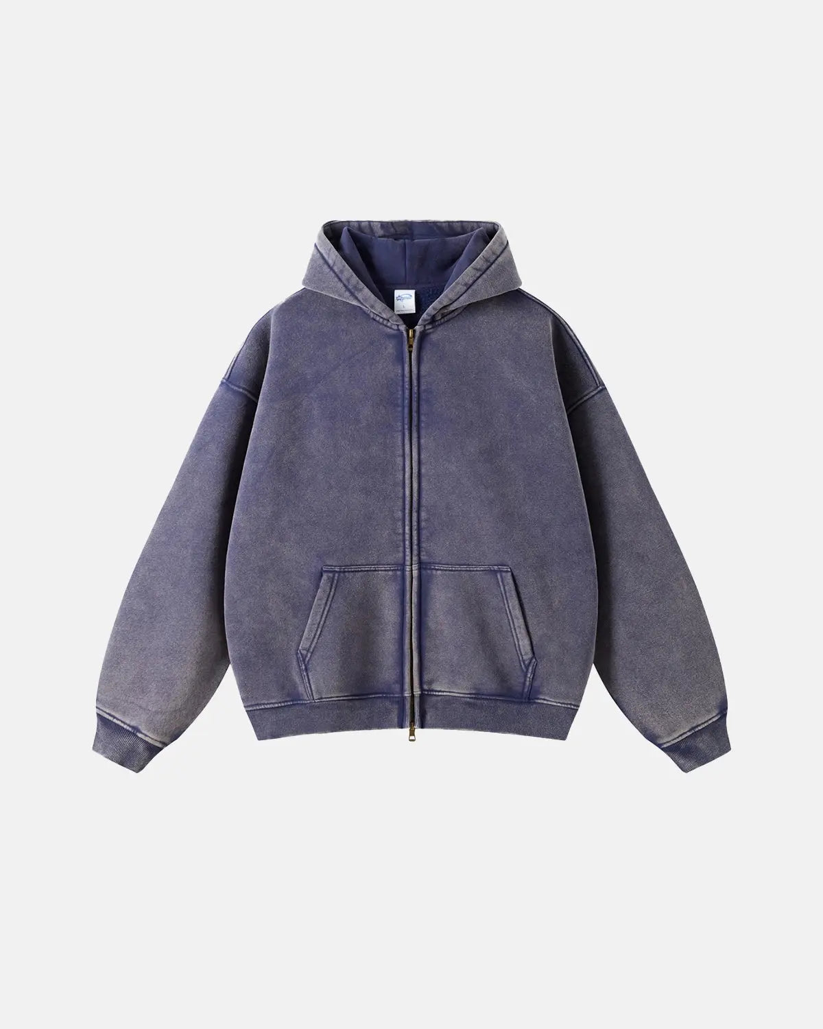 Washed Distressed Fleece Zip Up Hoodies