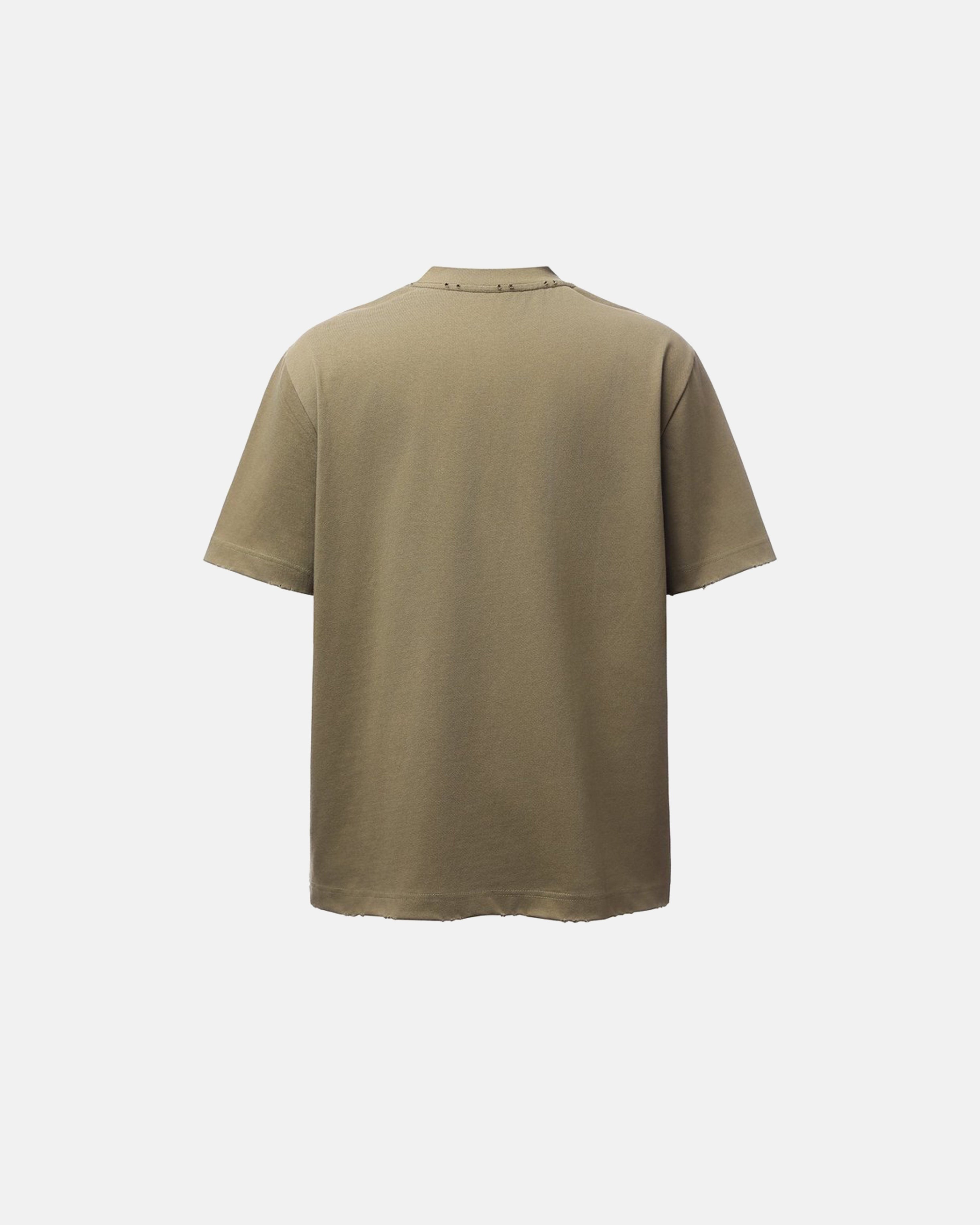 Distressed Washed Mock Neck T Shirt