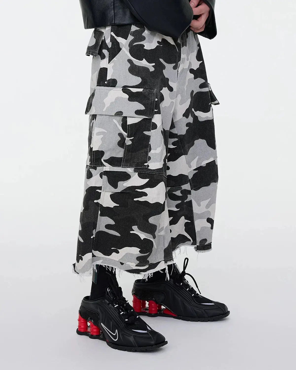 Glitter Camo Cargo Longline Shorts