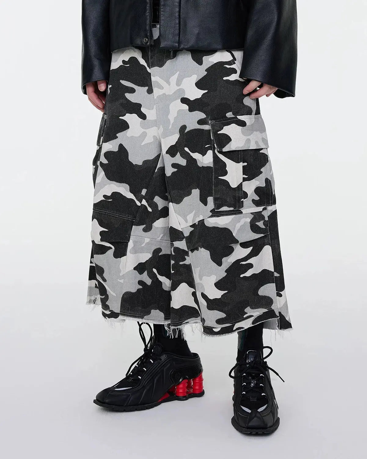 Glitter Camo Cargo Longline Shorts