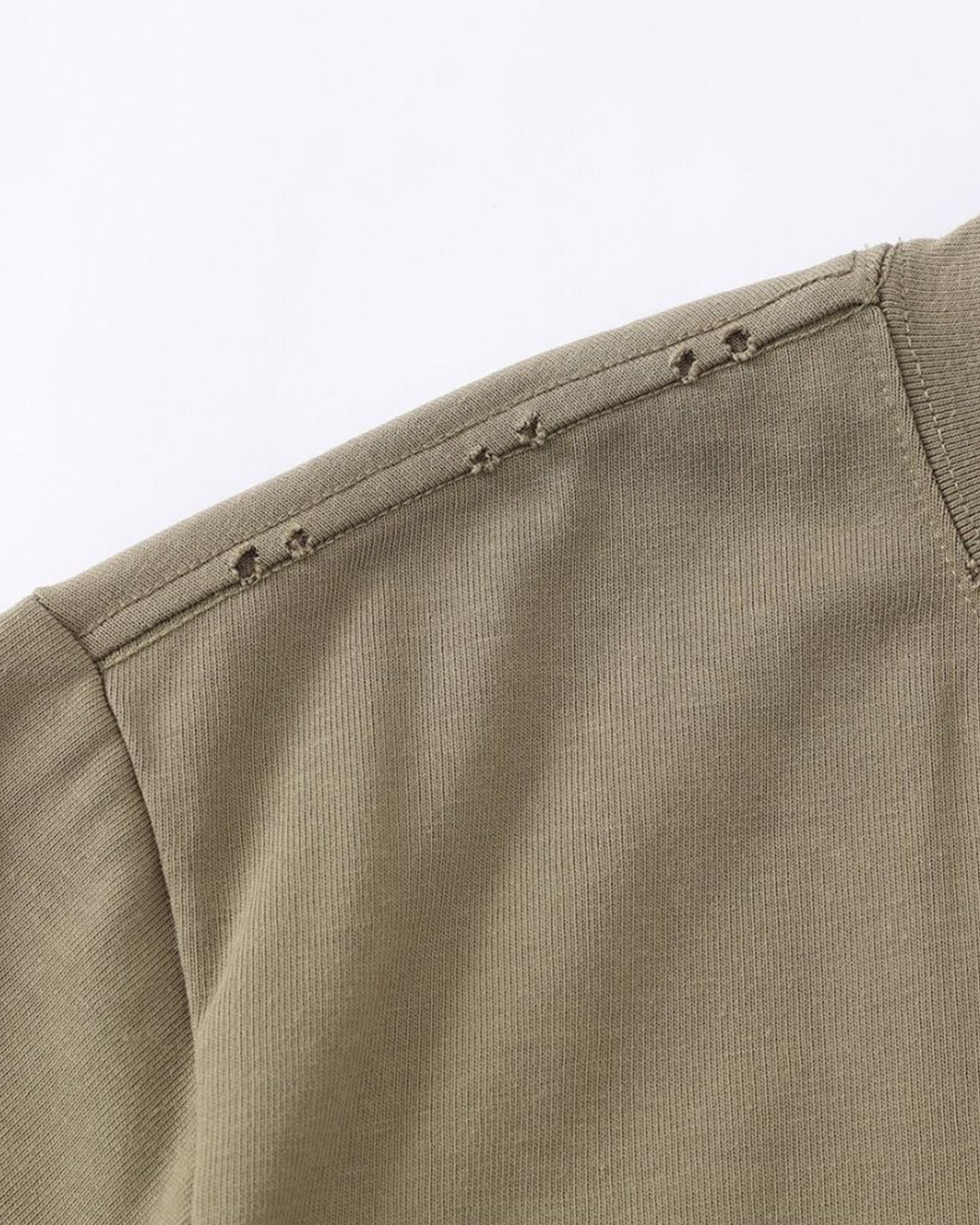 Distressed Washed Mock Neck T Shirt