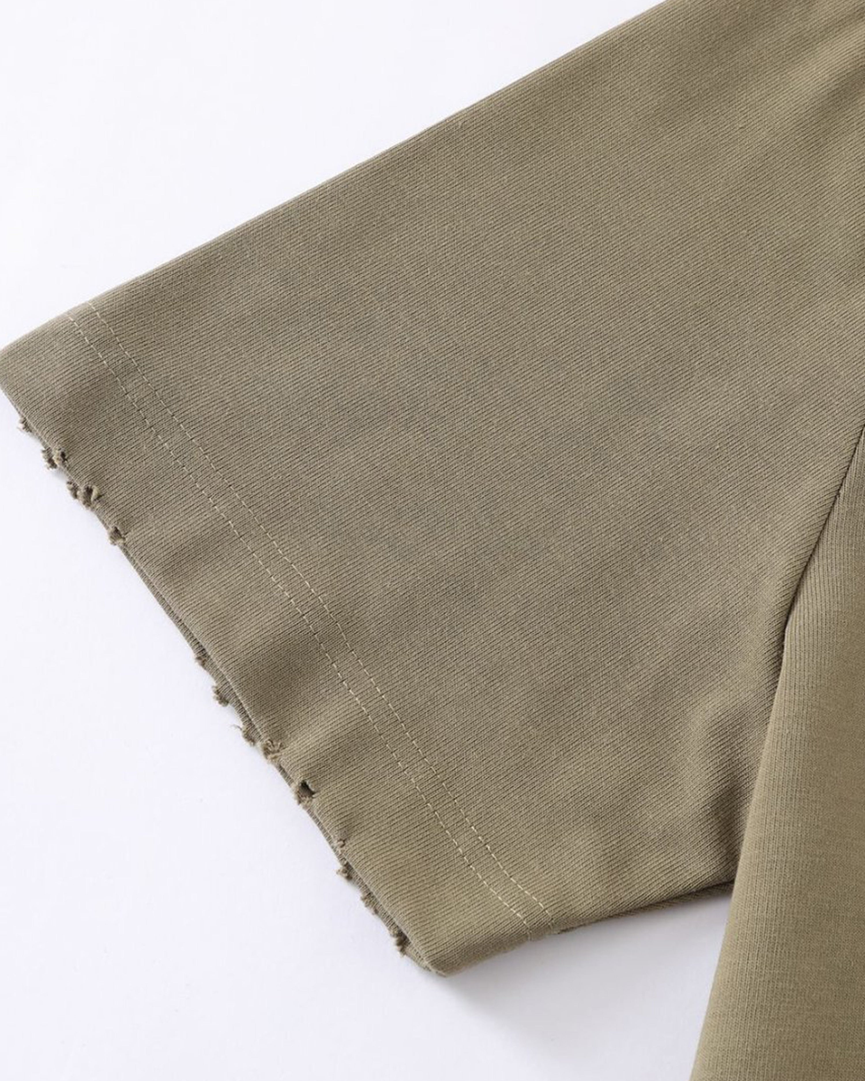 Distressed Washed Mock Neck T Shirt