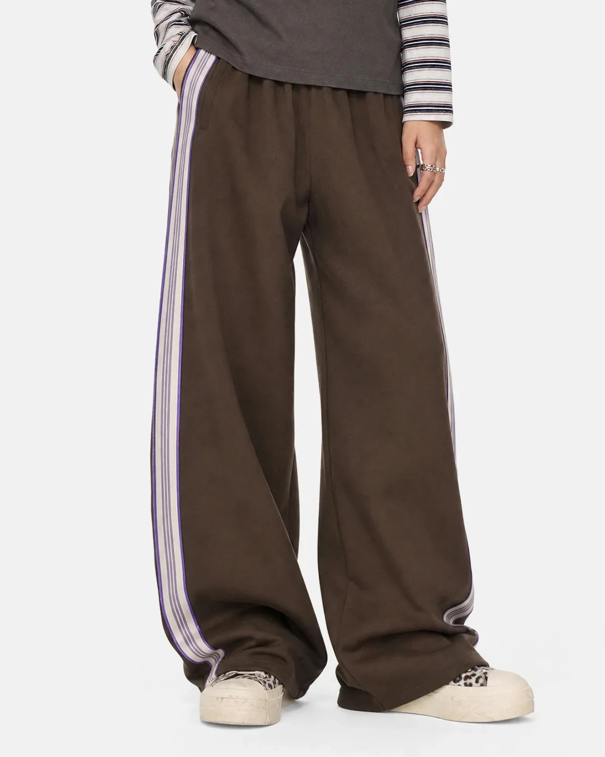 Side Stripe Wide Leg Track Pants