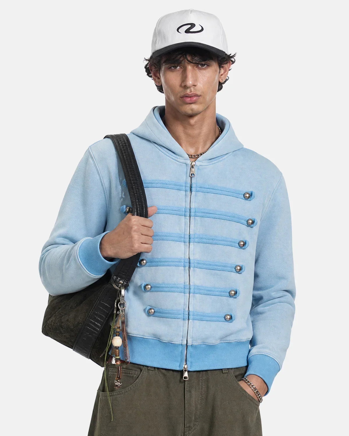 Military Style Zip Up Hoodie