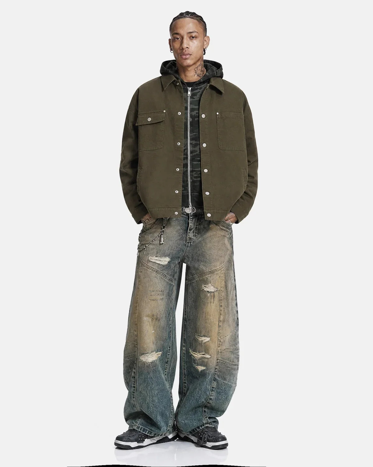 Veste de travail à poche asymétrique