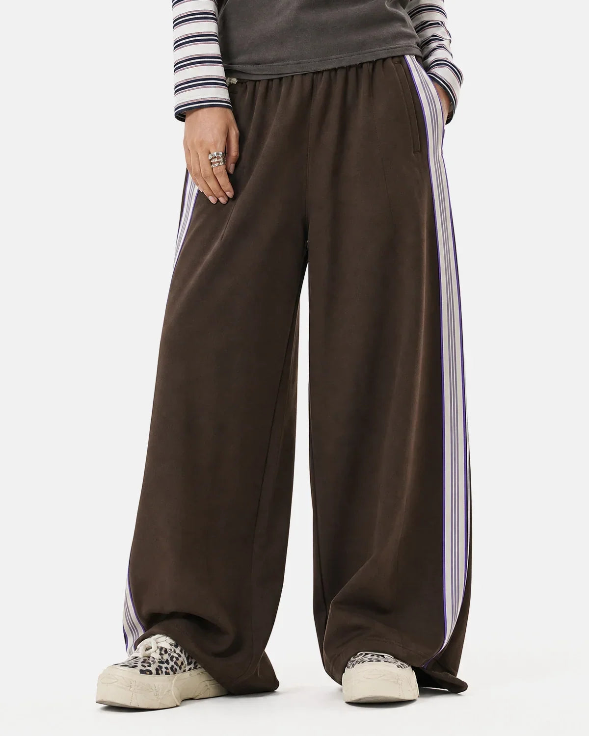 Side Stripe Wide Leg Track Pants