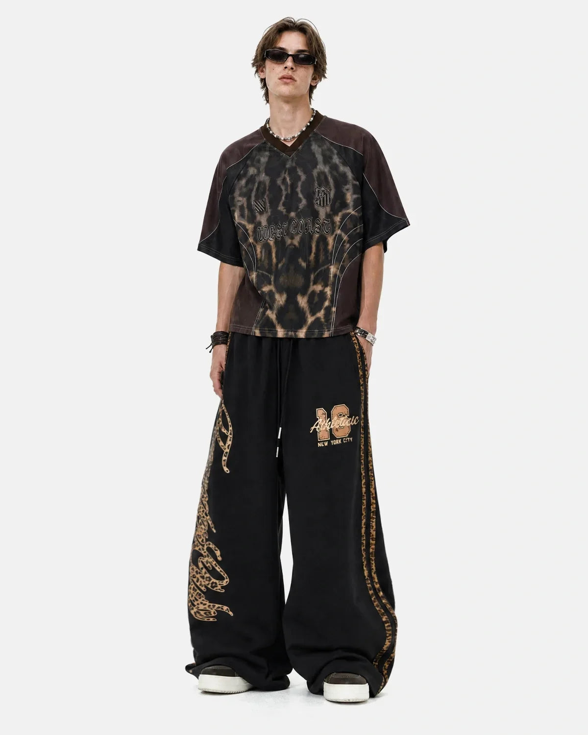 Leopard Stripe Graphic Barrel Sweatpants