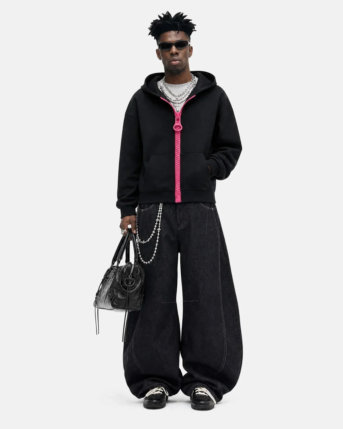 Contrast Chunky Zip Up Hoodie