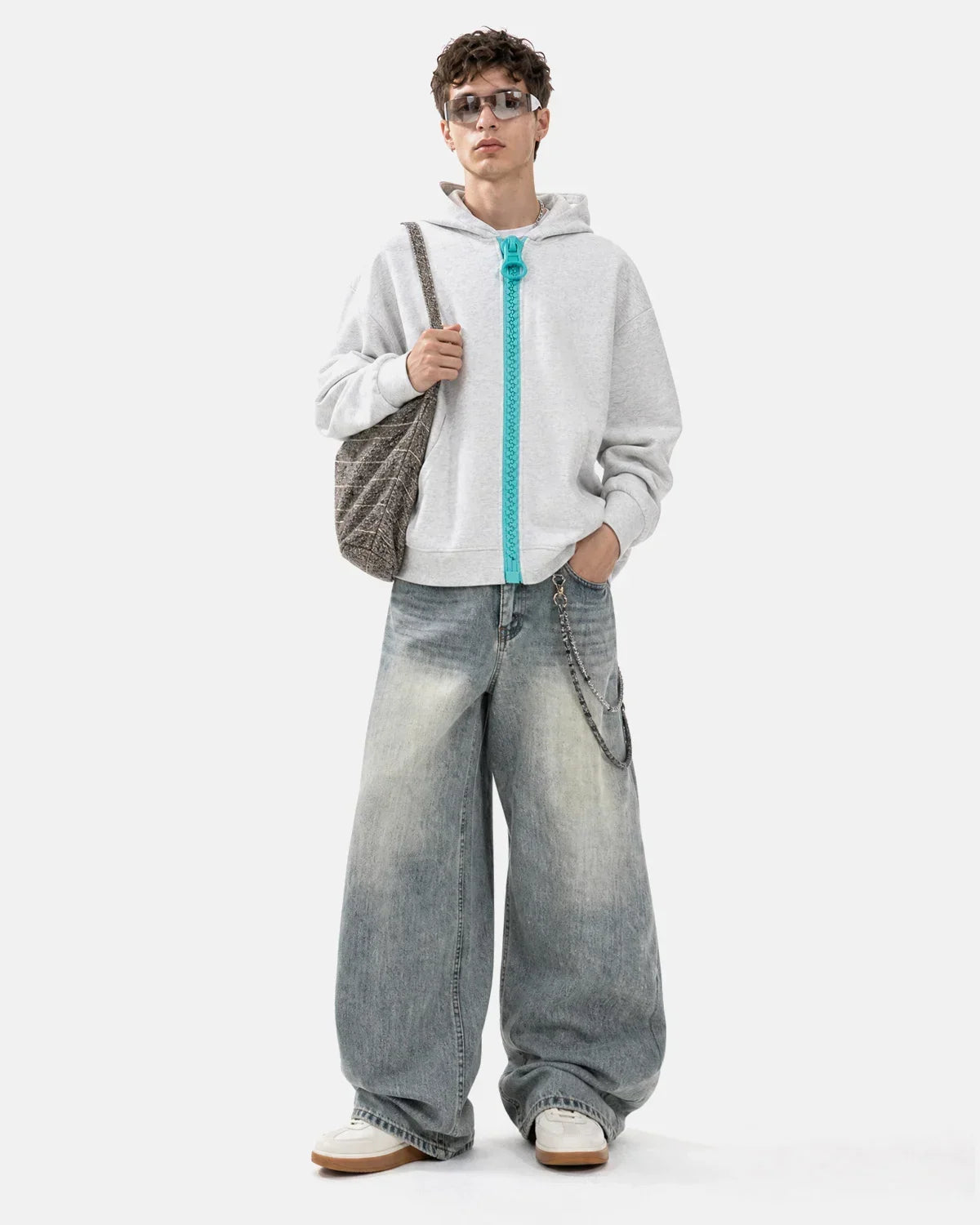 Contrast Chunky Zip Up Hoodie