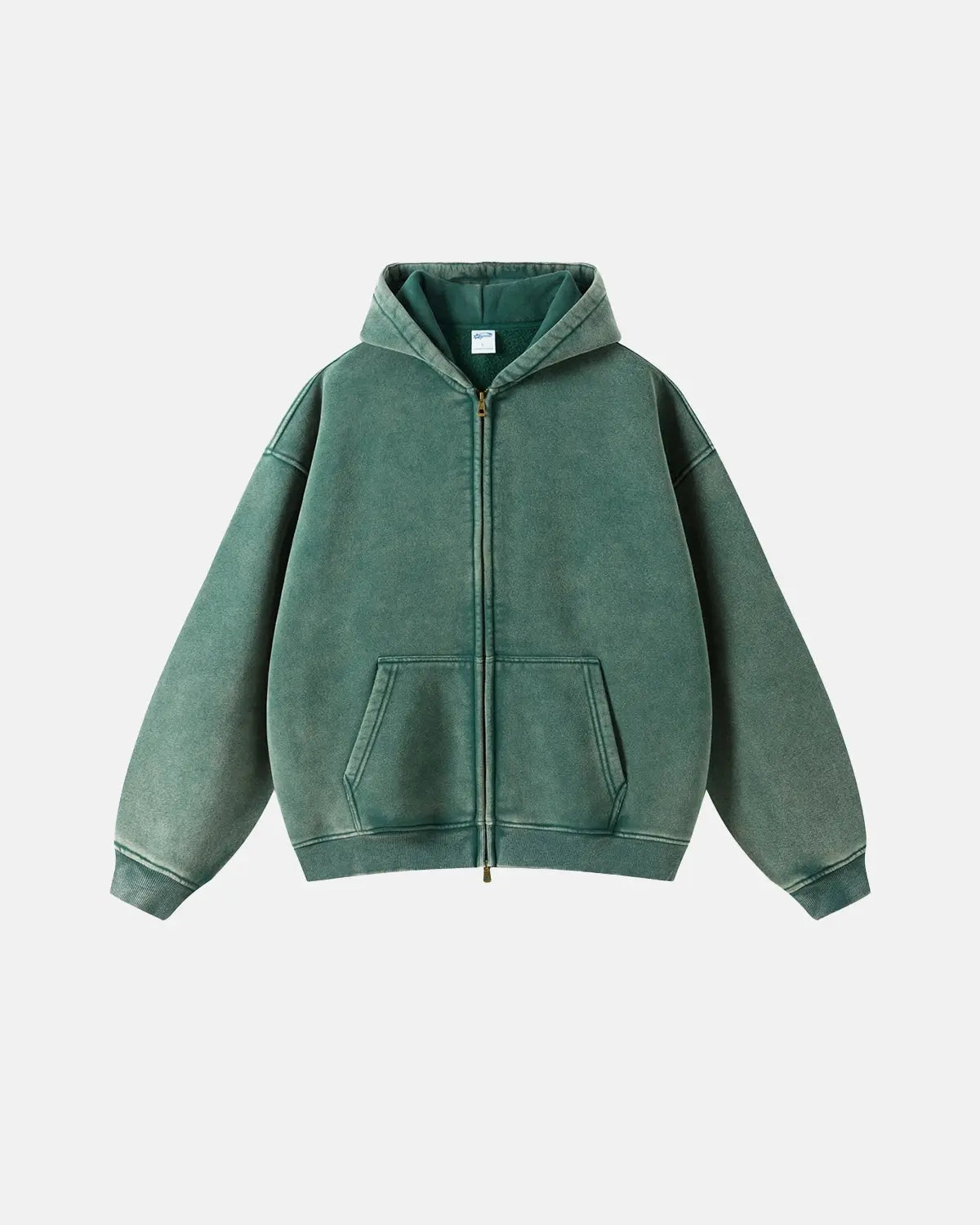 Washed Distressed Fleece Zip Up Hoodies