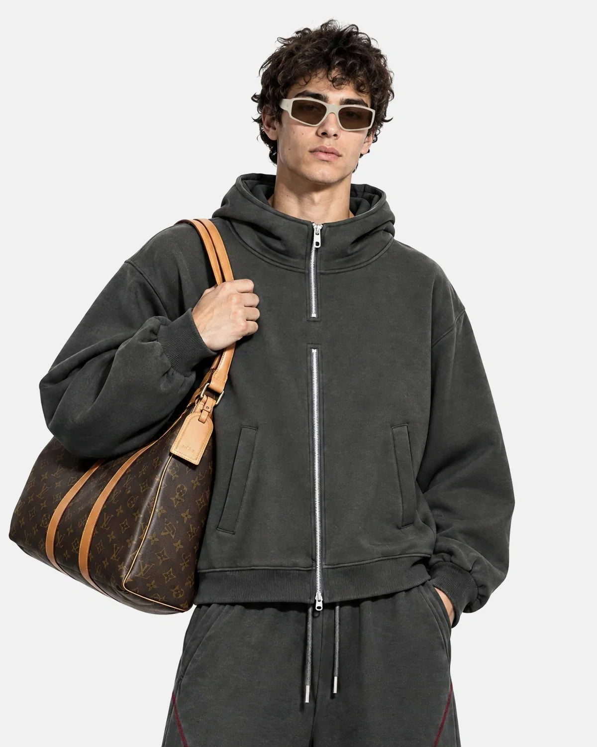 Sweats à capuche zippés en double avec col montant