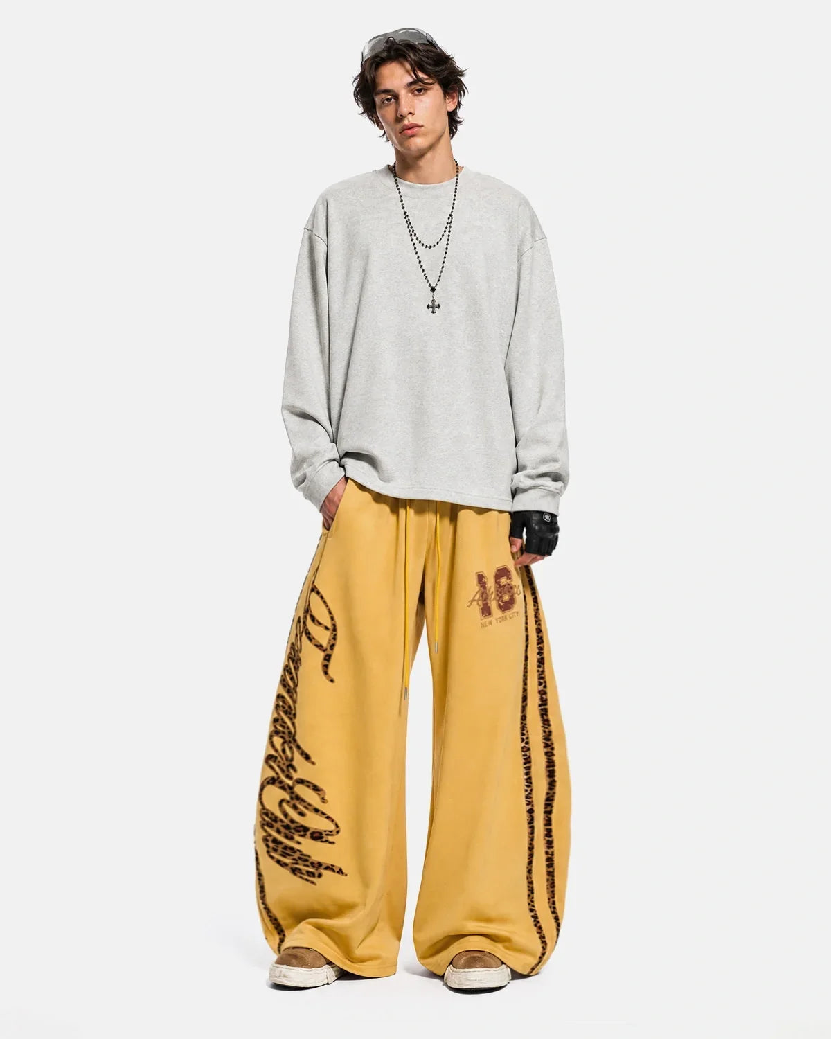 Leopard Stripe Graphic Barrel Sweatpants