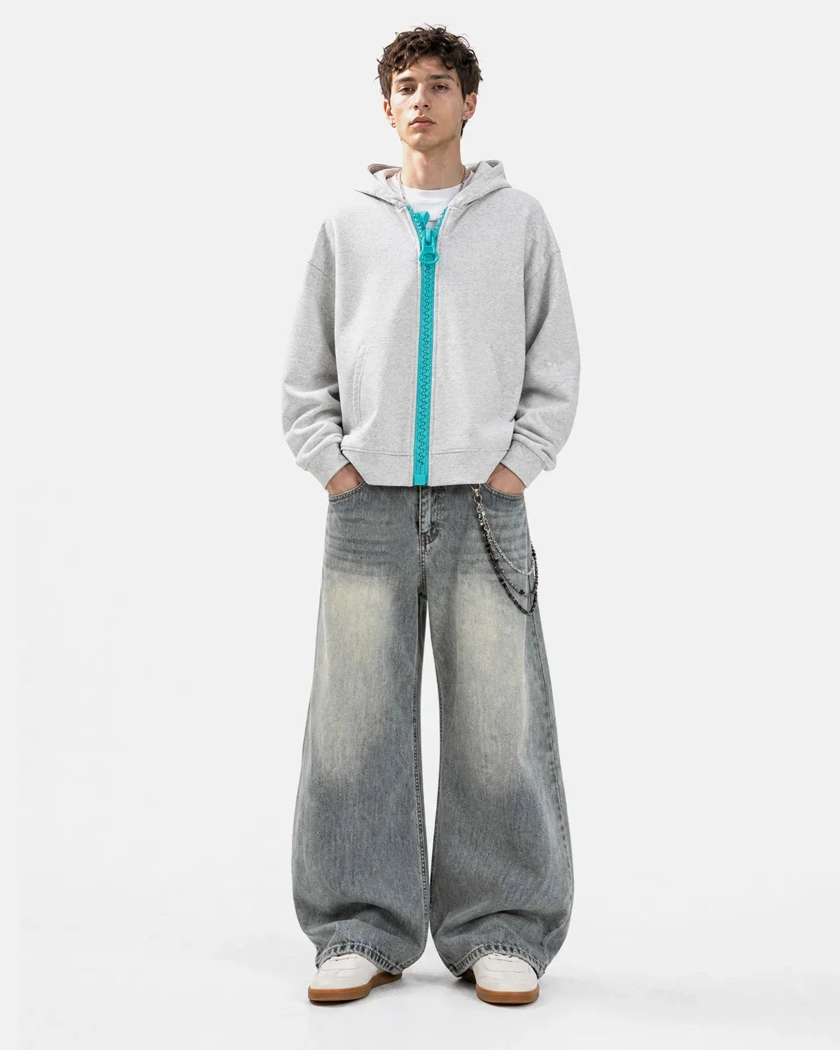 Contrast Chunky Zip Up Hoodie