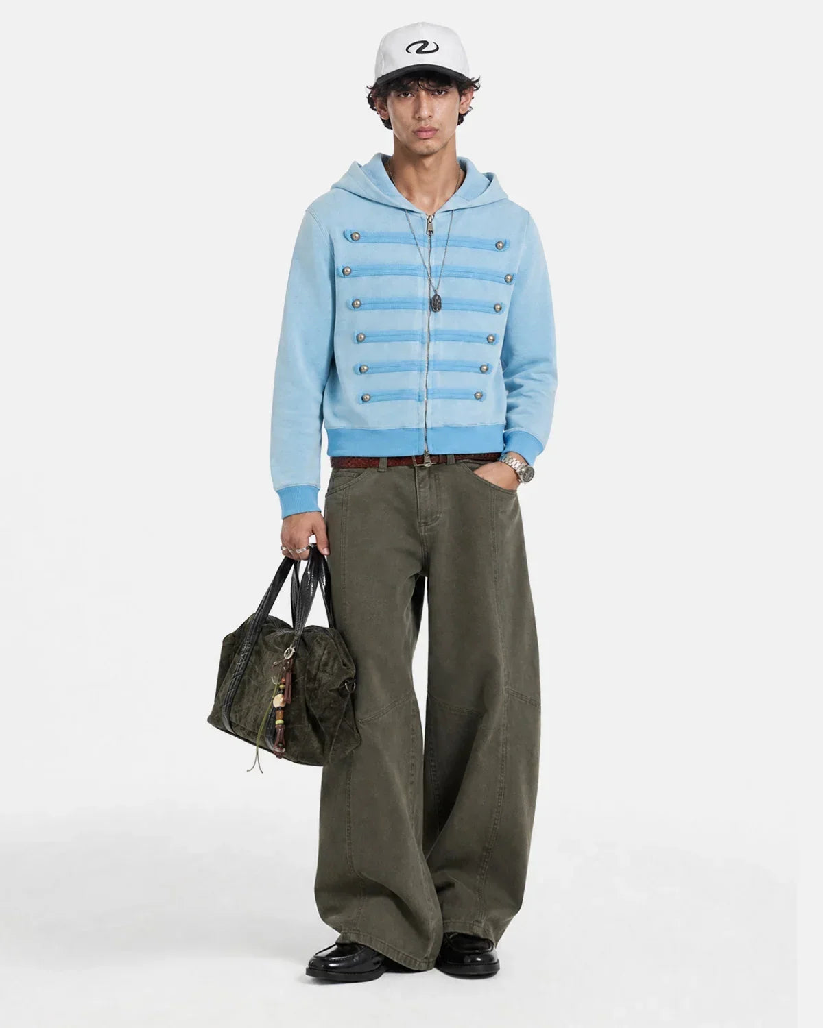 Military Style Zip Up Hoodie