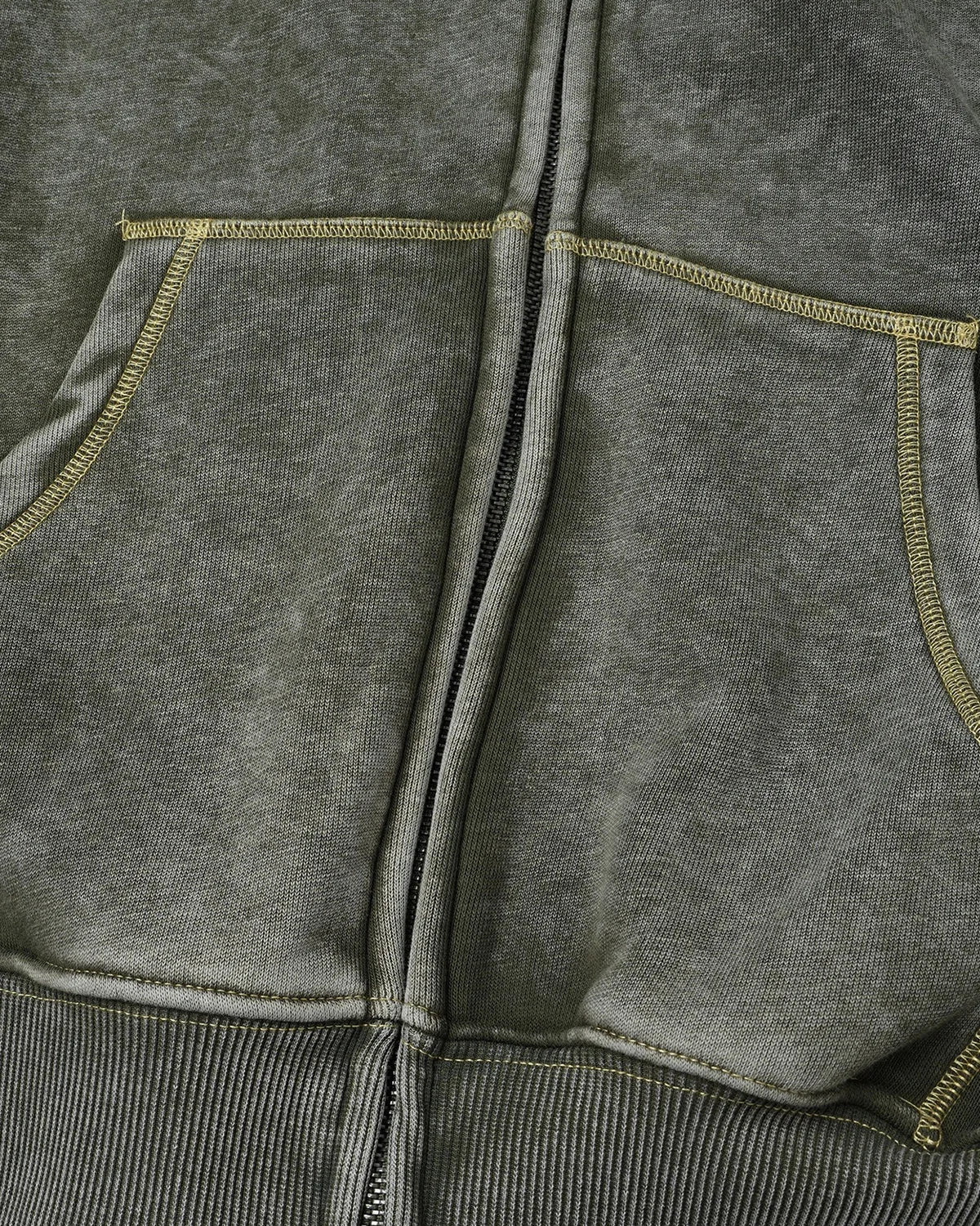 Contrast Stitch Boxy Zip Up Hoodie