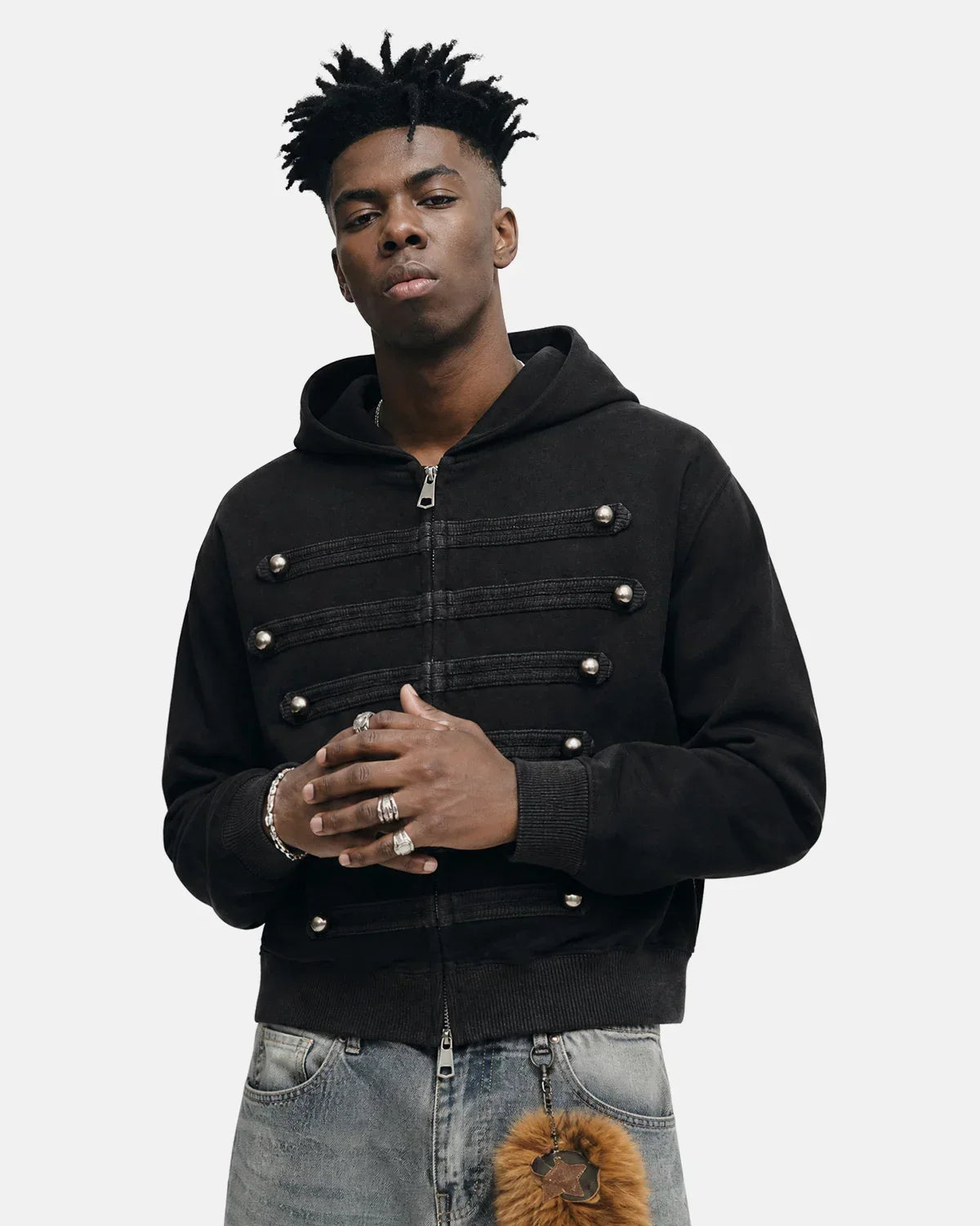 Military Style Zip Up Hoodie