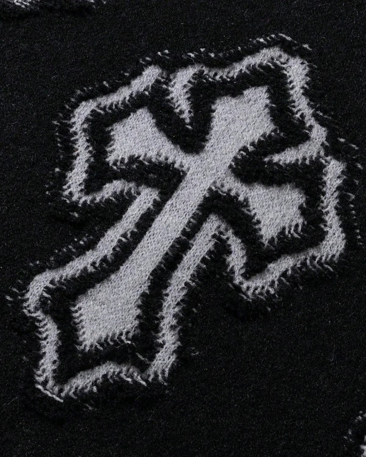 Distressed Cross Graphic Knit Sweater