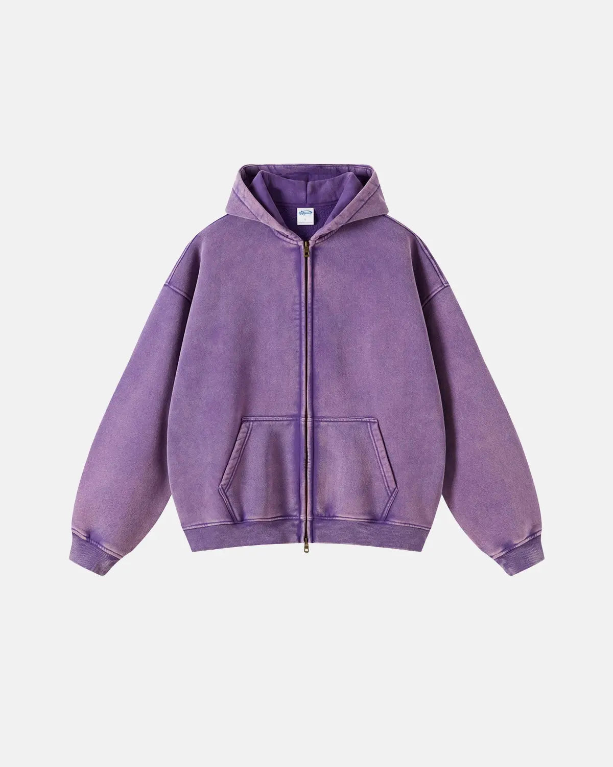Washed Distressed Fleece Zip Up Hoodies