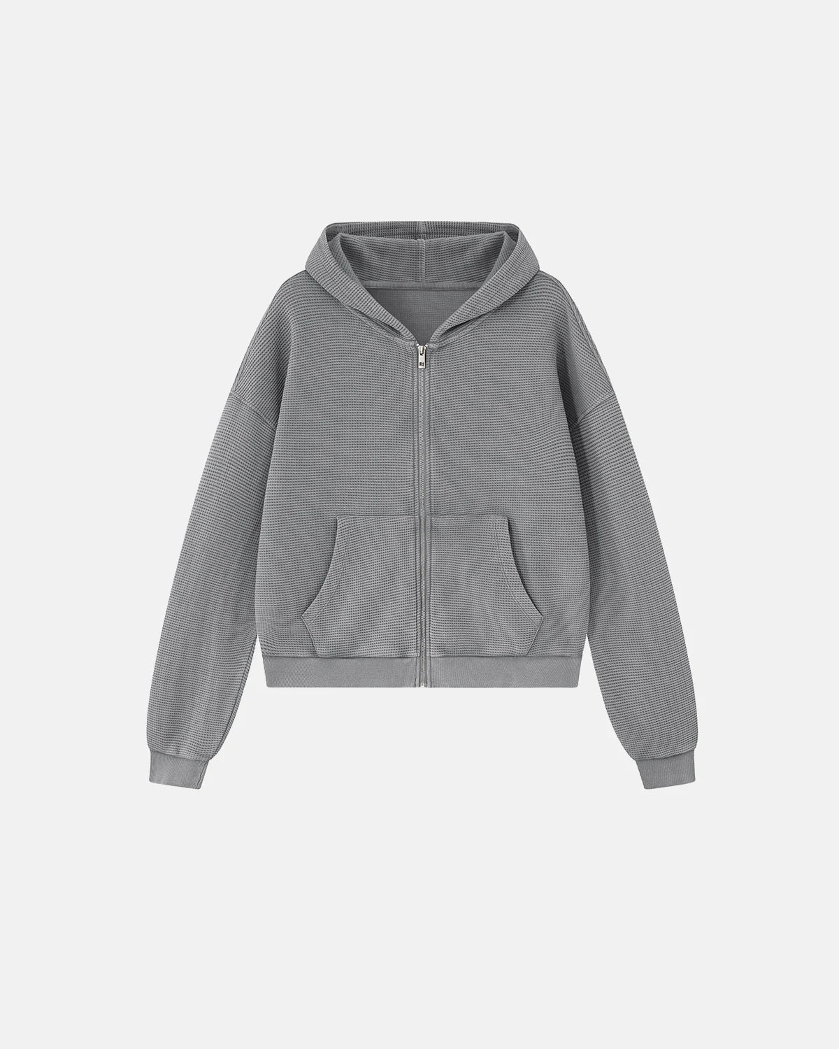 Sweat à capuche zippé gaufré délavé vintage