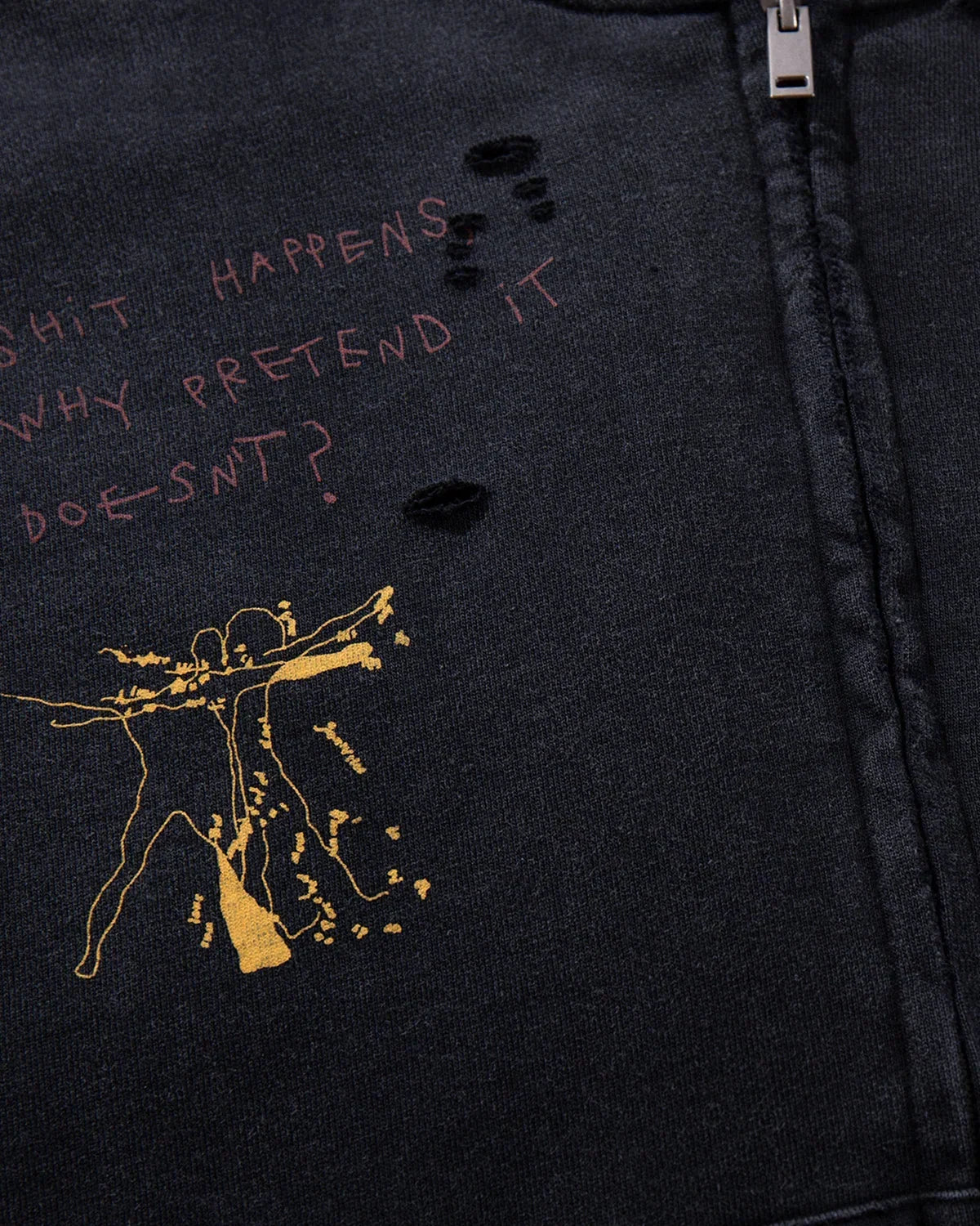 Graffiti Washed Zip Up Hoodie