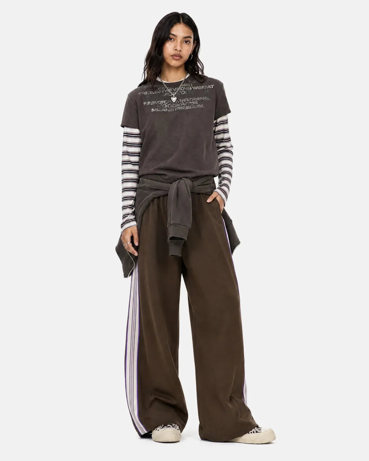 Side Stripe Wide Leg Track Pants