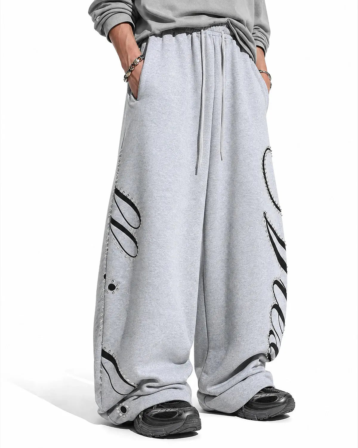 Rhinestone Script Baggy Sweatpants