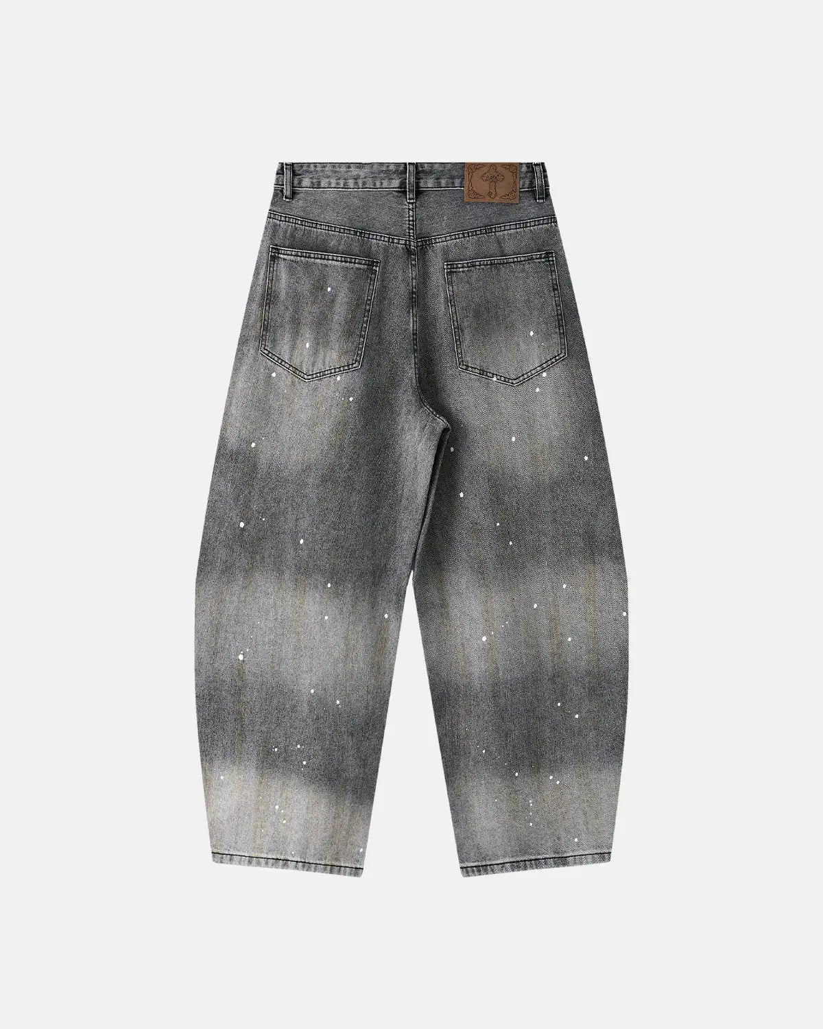 Metal Clasp Washed Barrel Jeans