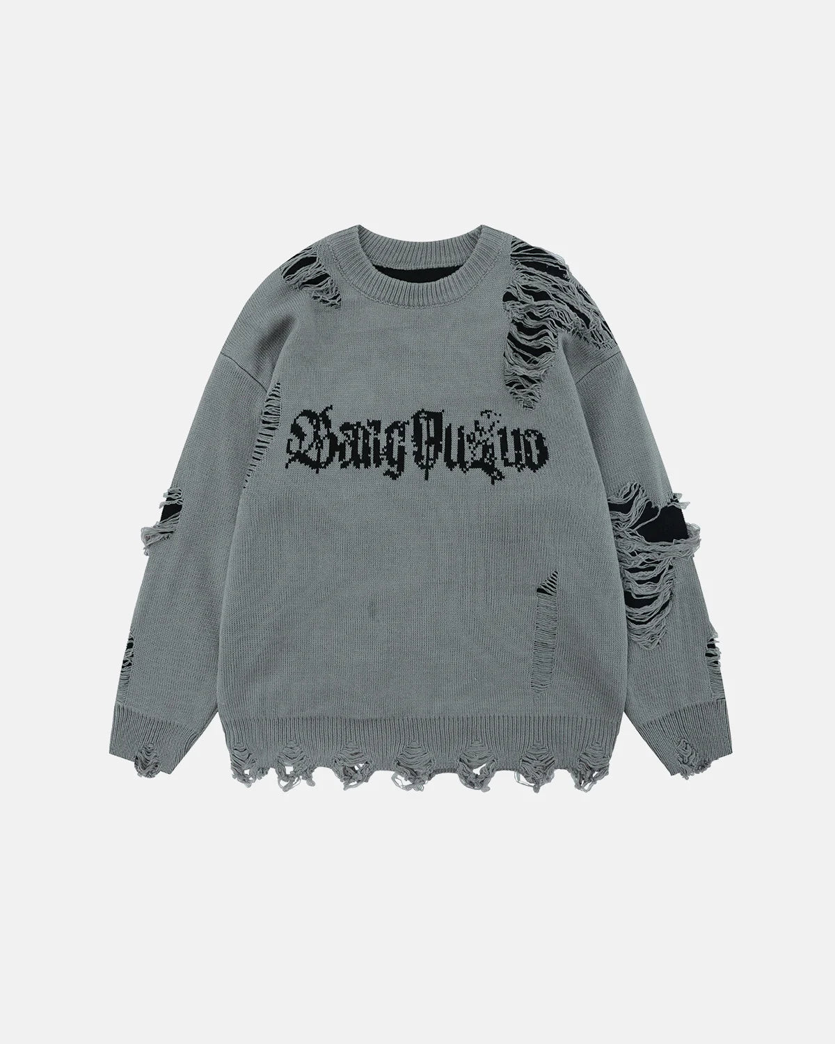 Distressed Gothic Graphic Knit Sweater