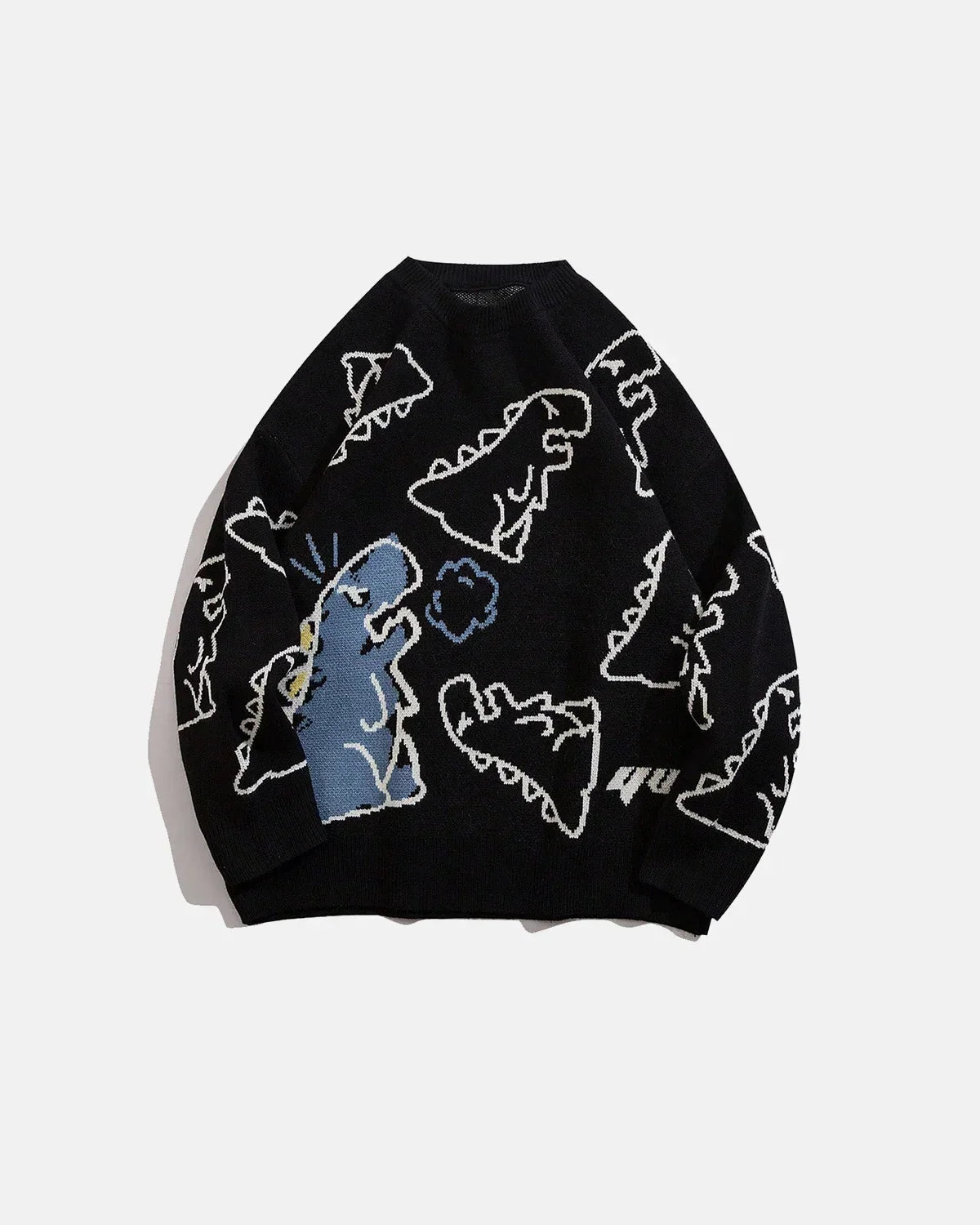 Dinosaur Graphic Crew Neck Knit Sweater MADXMARX