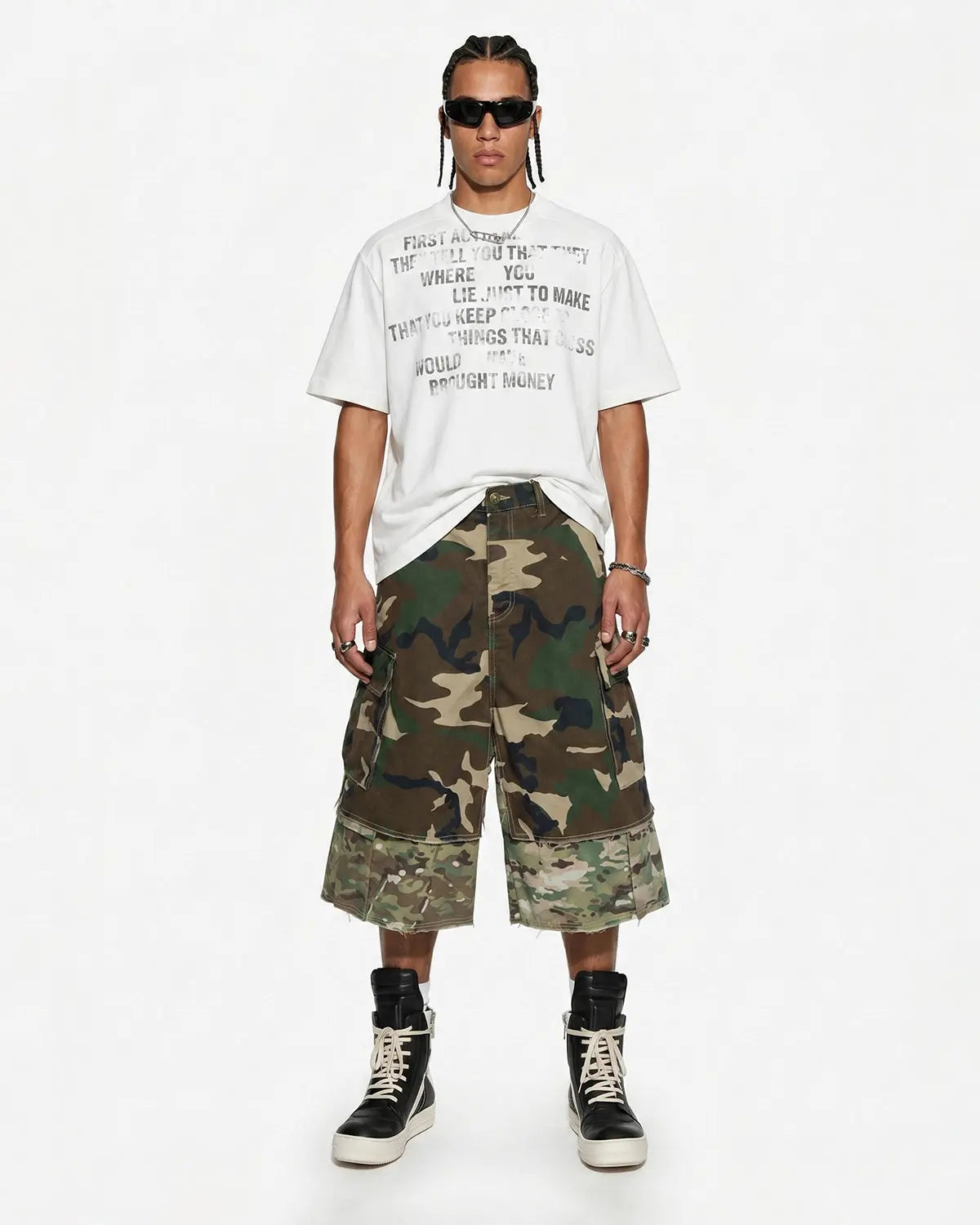 Camo Layered Longline Jorts