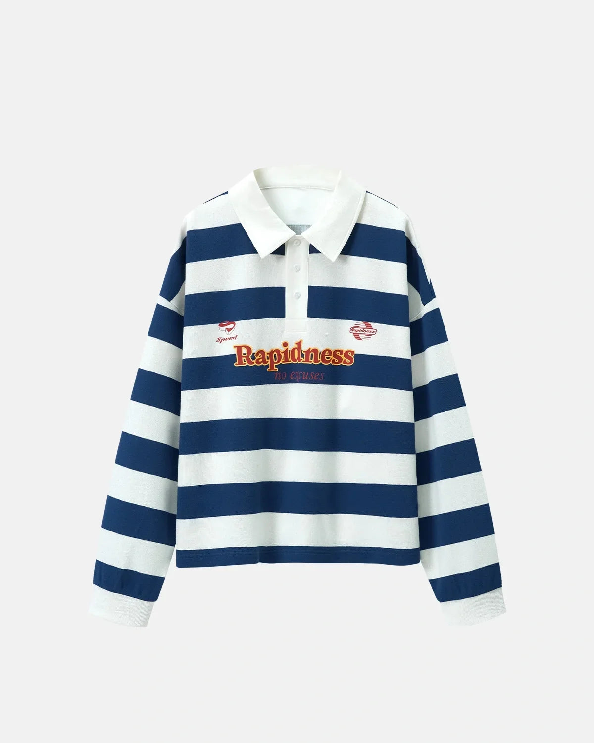 Graphic Striped Rugby Polo Shirt