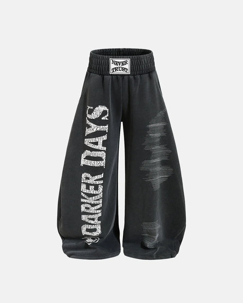 Pantalones de chándal con gráfico y efecto lavado - Negro gris / S