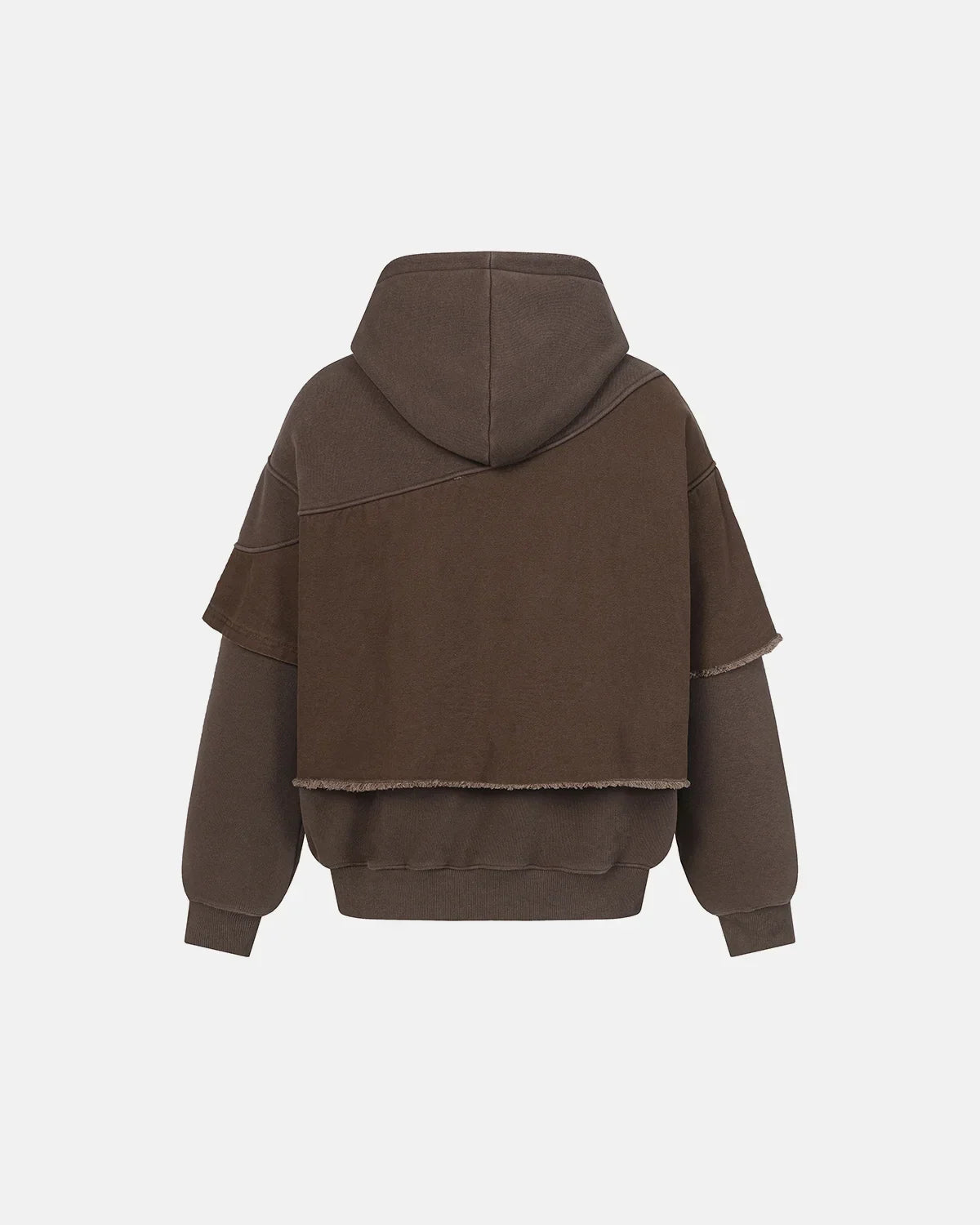 Washed Layered Raw Edge Boxy Hoodie