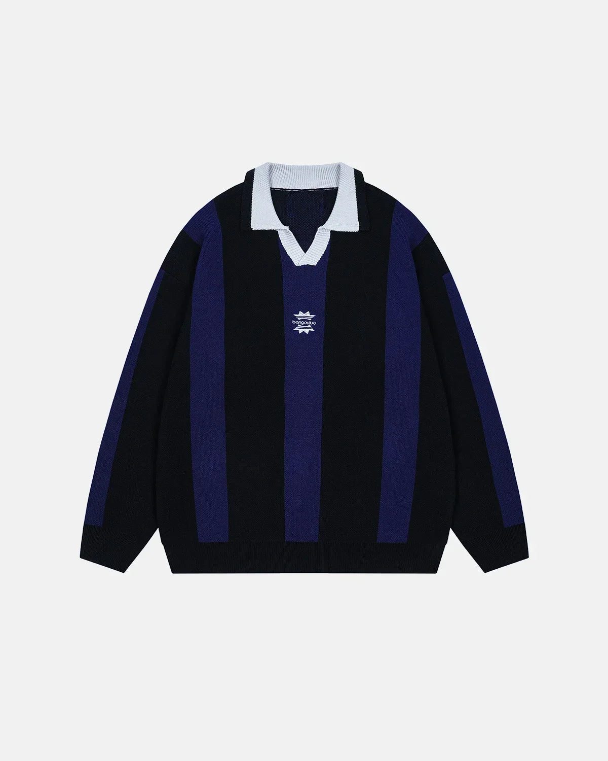 Retro Striped Polo Knit Sweater