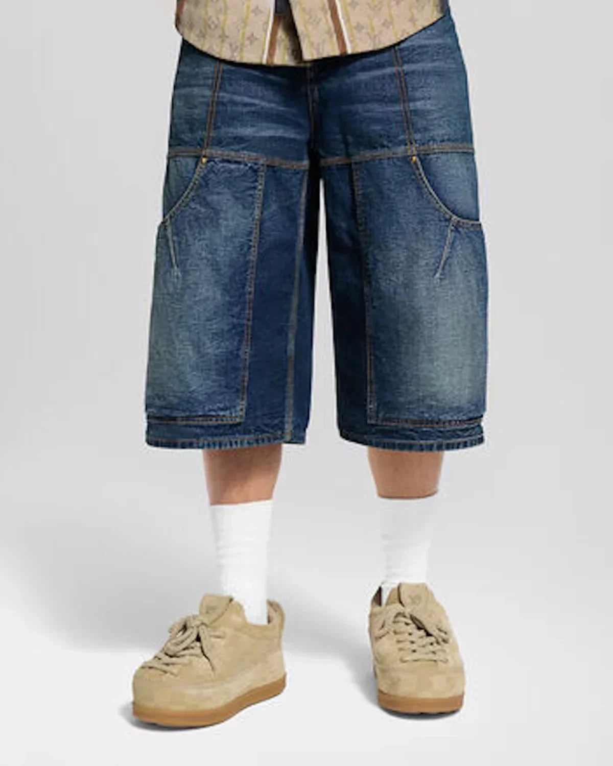 Indigo Washed Cargo Denim Jorts