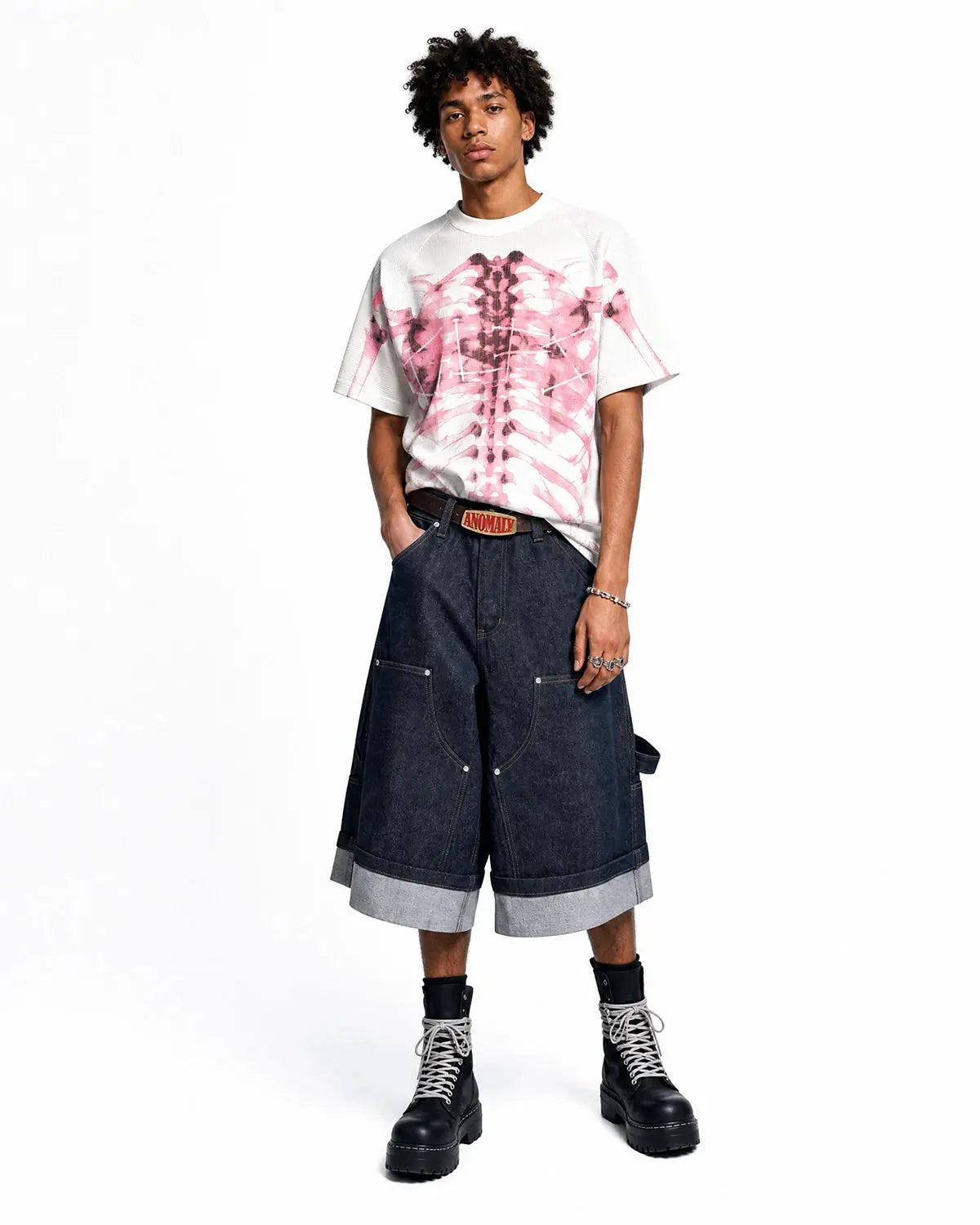 Pink X-Ray Skeleton Boxy T-Shirt