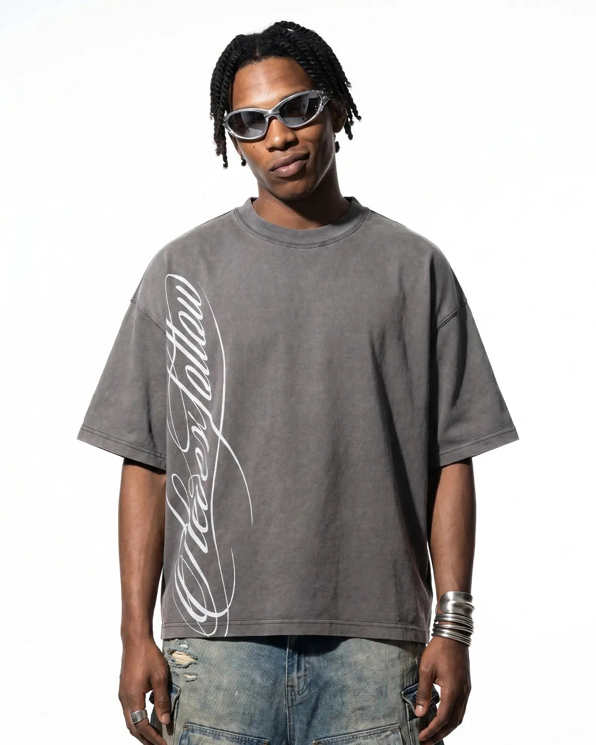 Boxy Script Graphic Washed T-Shirt