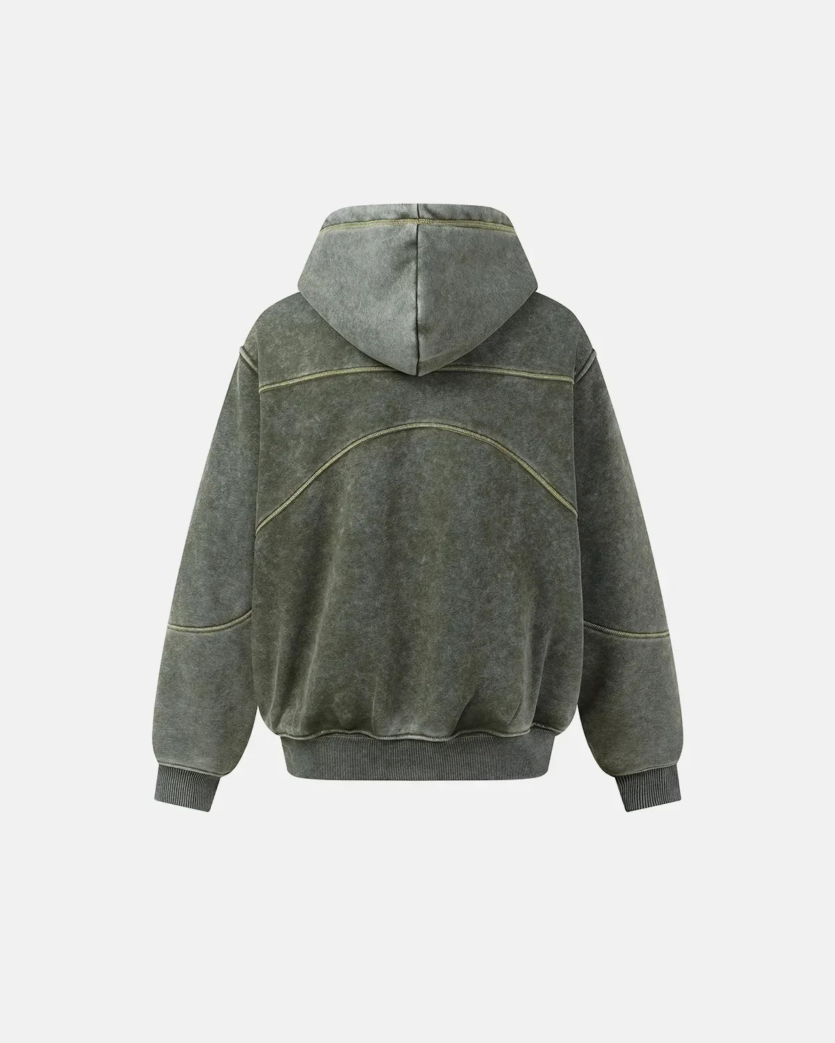 Contrast Stitch Boxy Zip Up Hoodie