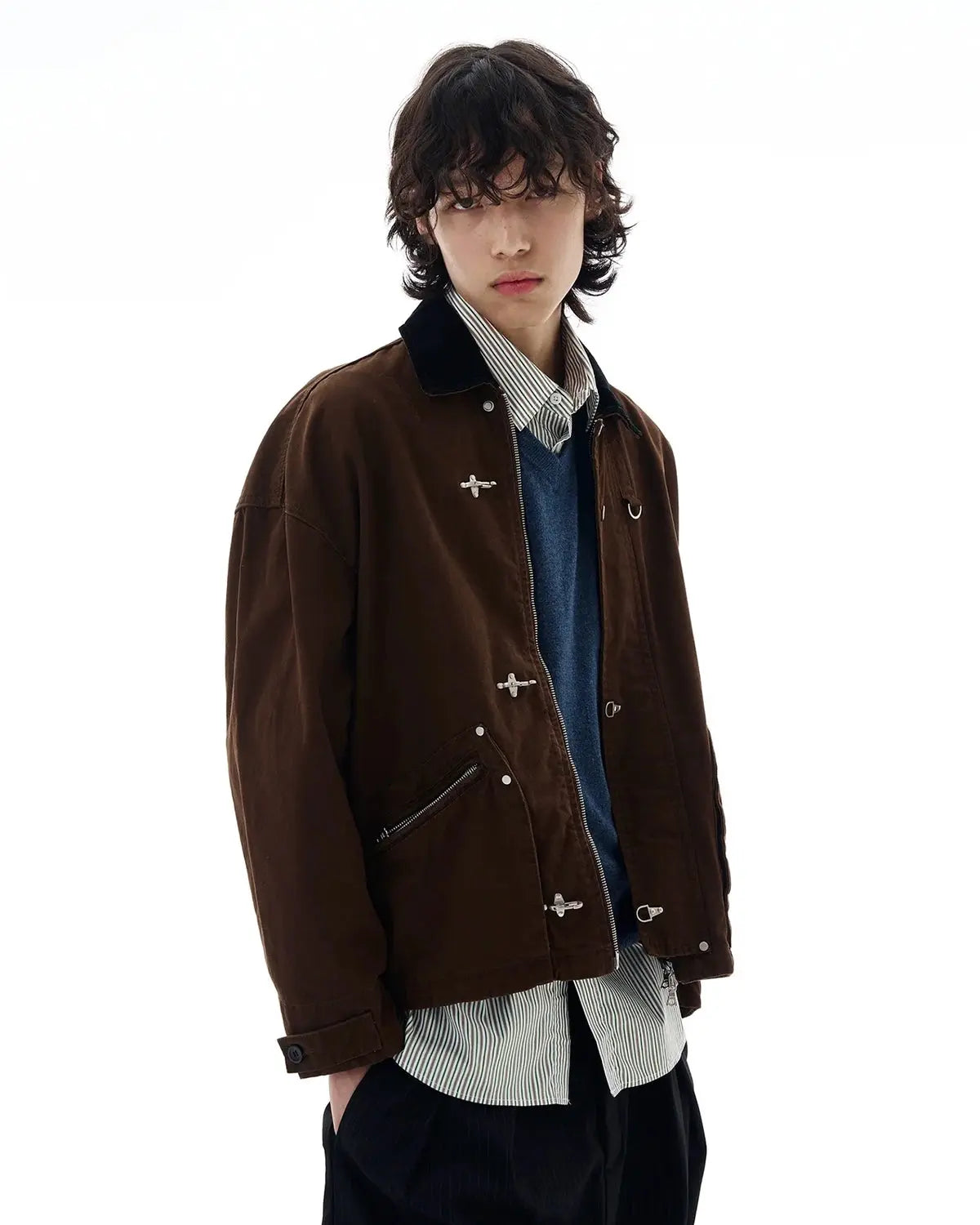 Fireman Buckle Worker Zip Up Jacket