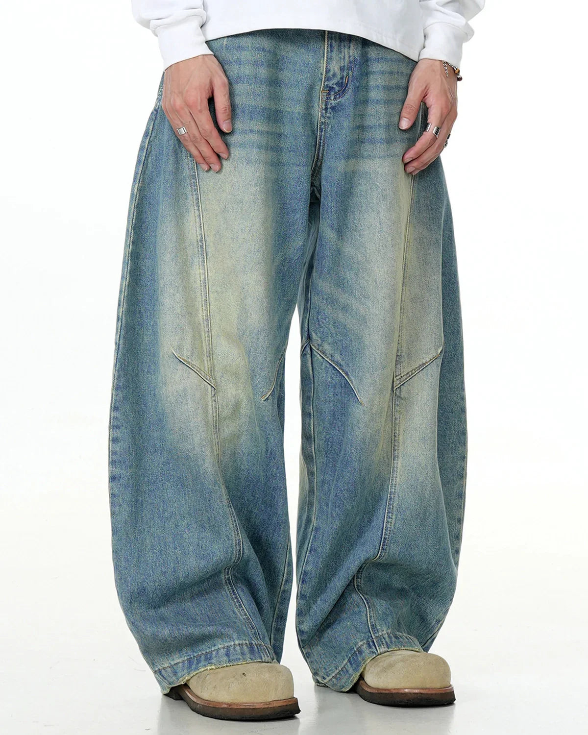 Acid Wash Baggy Barrel Jeans