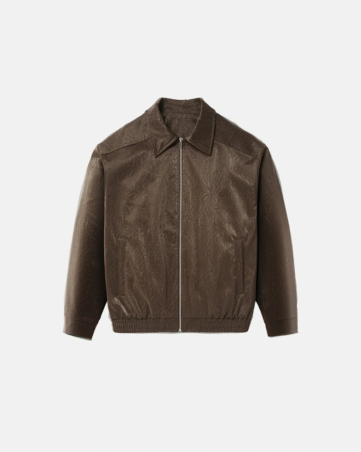 Minimalist PU Leather Zip Up Jacket