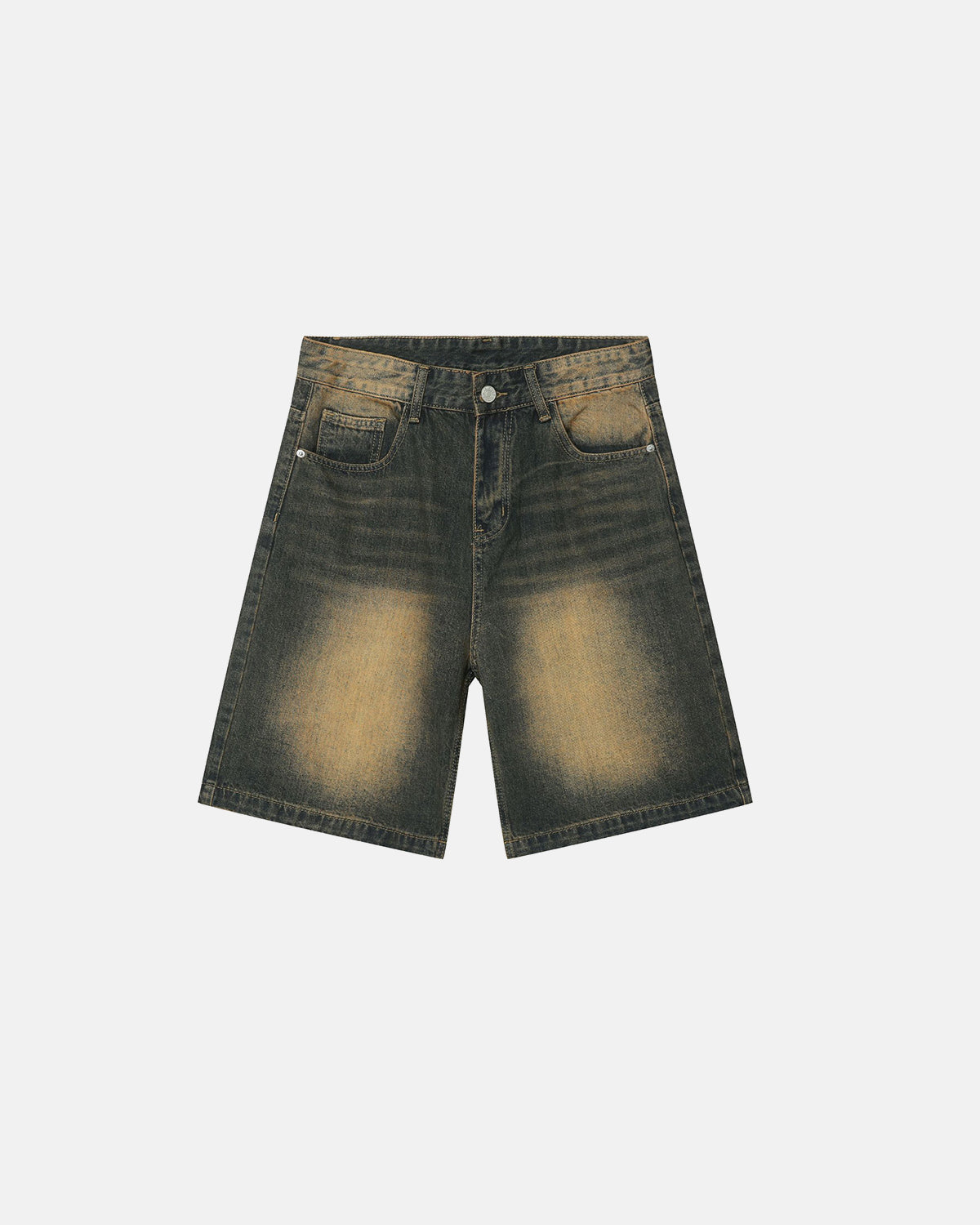Washed Knee-Length Denim Shorts