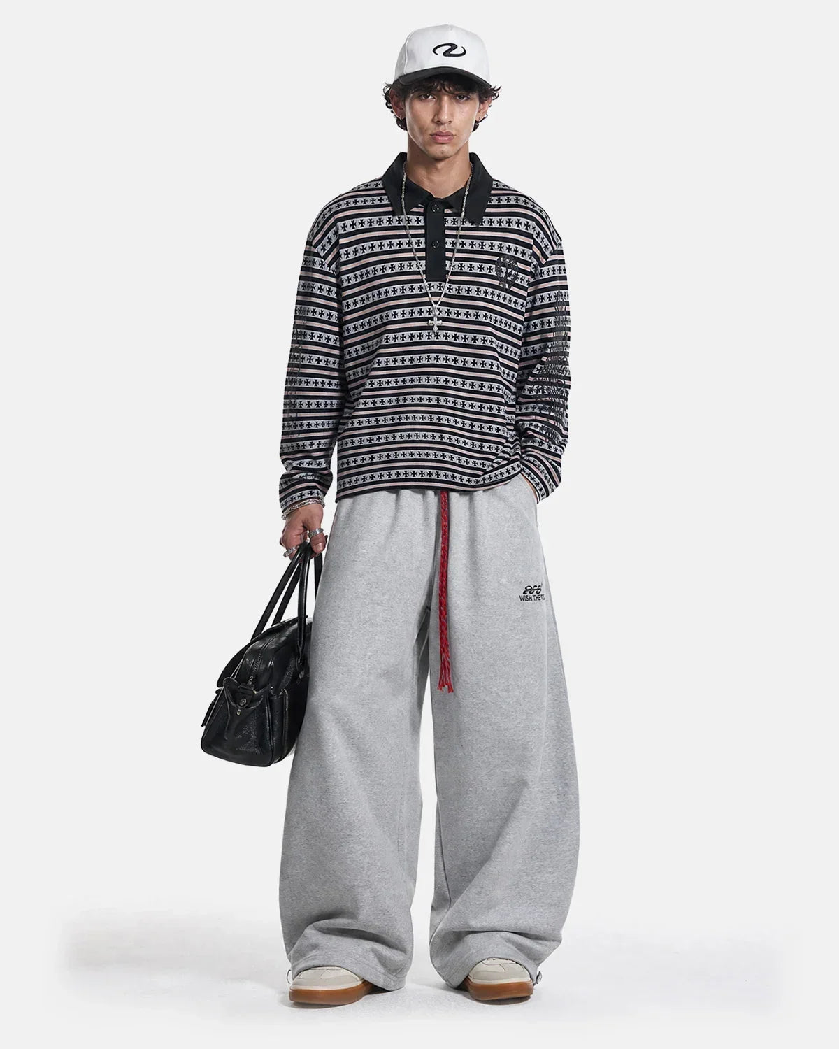 Cross Graphic Striped Polo Shirt