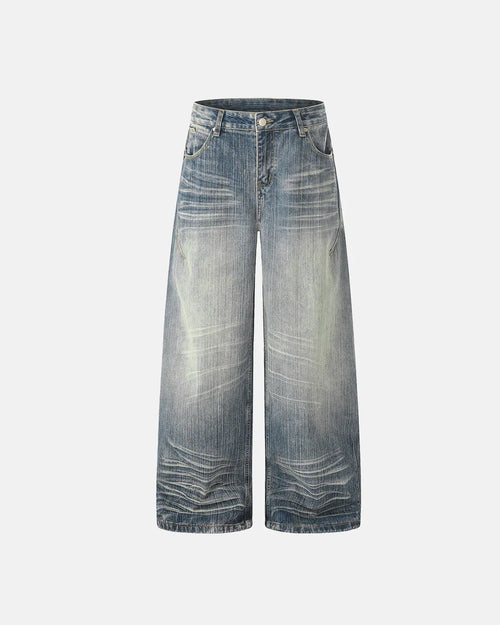 Whisker Wash Jeans mit Bambusgewebe - Denimblau / S