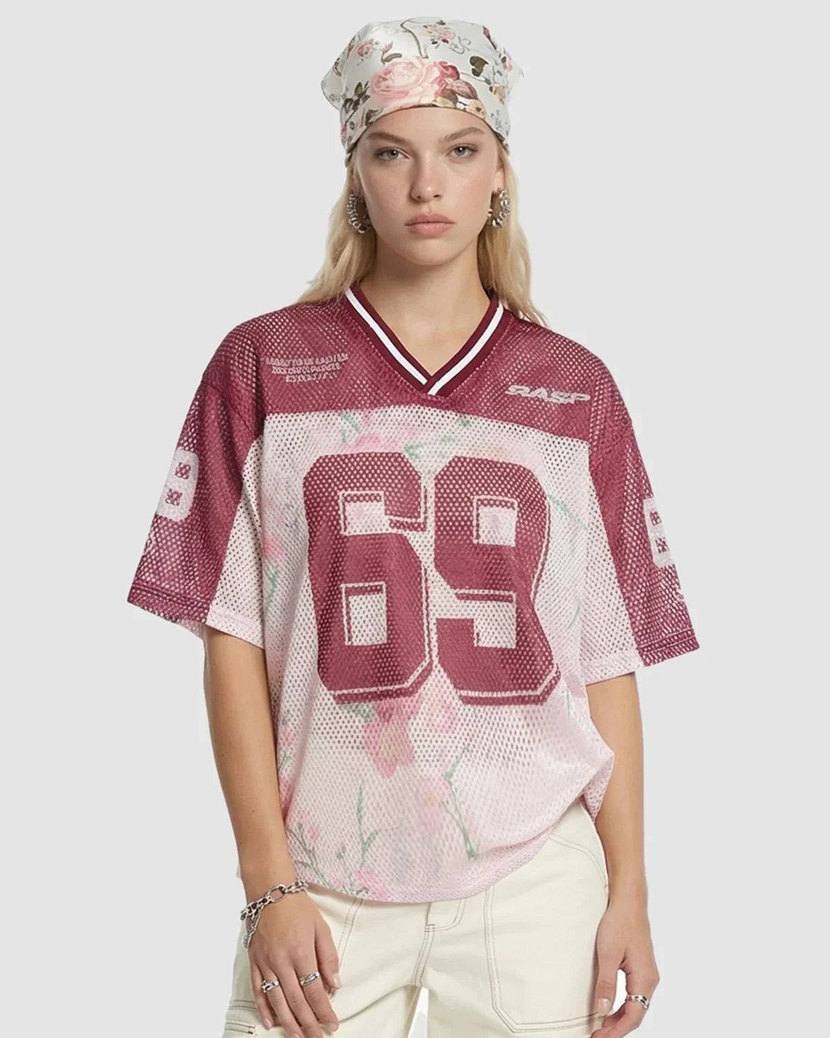 Floral Digital Print Mesh Jersey
