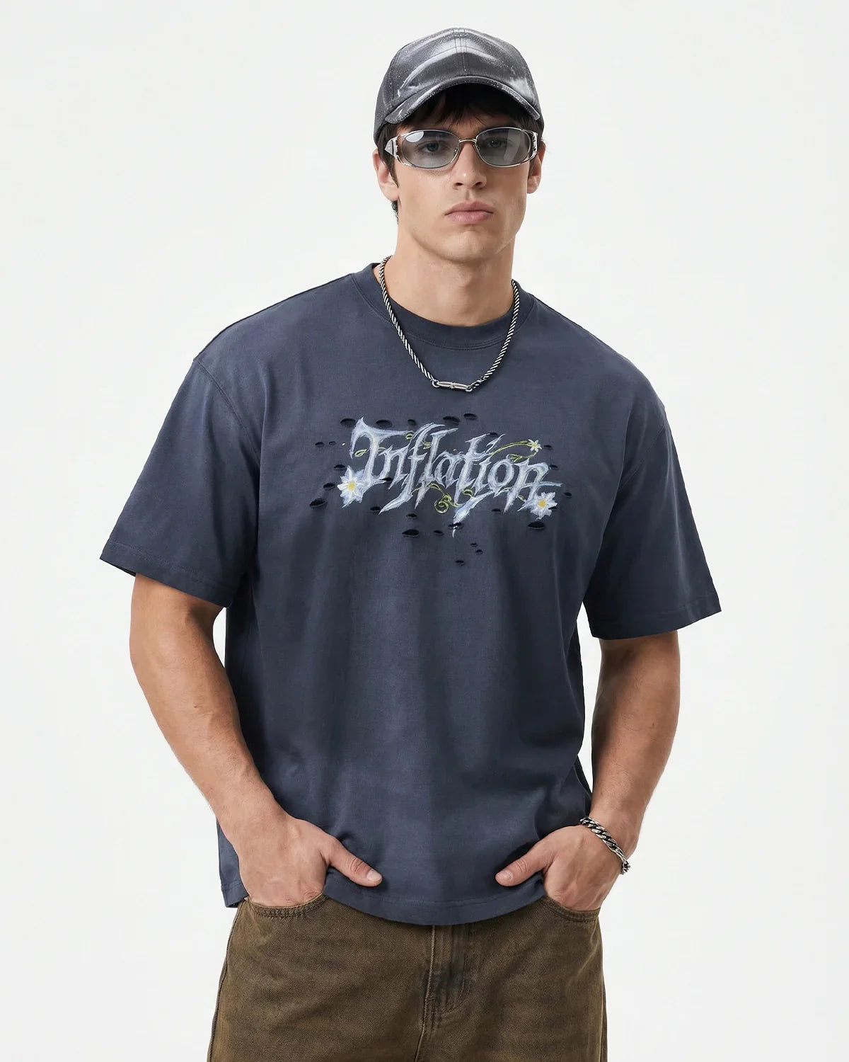 Monkey Washed Ripped Graphic Tees